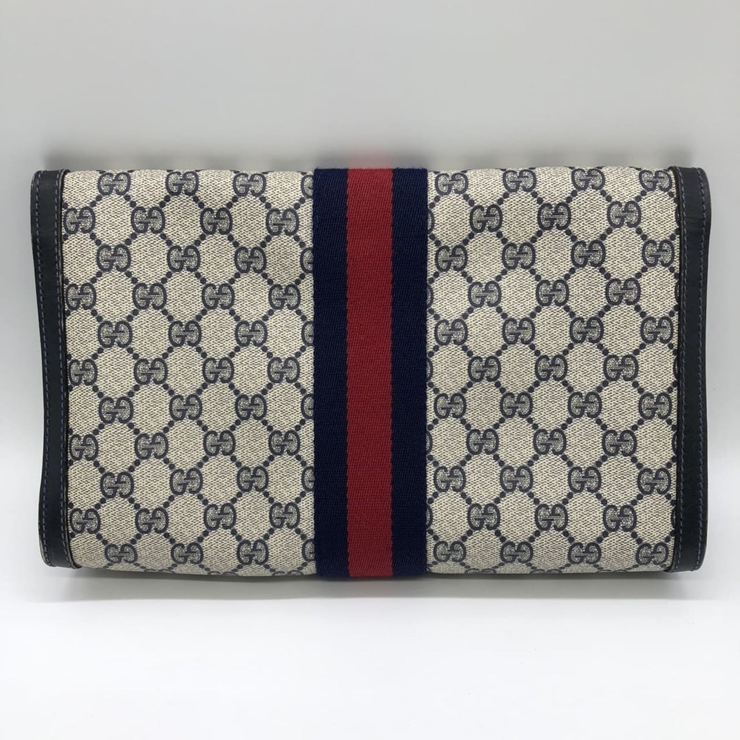 Gucci Navy Gg Supreme Clutch Bag Pouch ( )