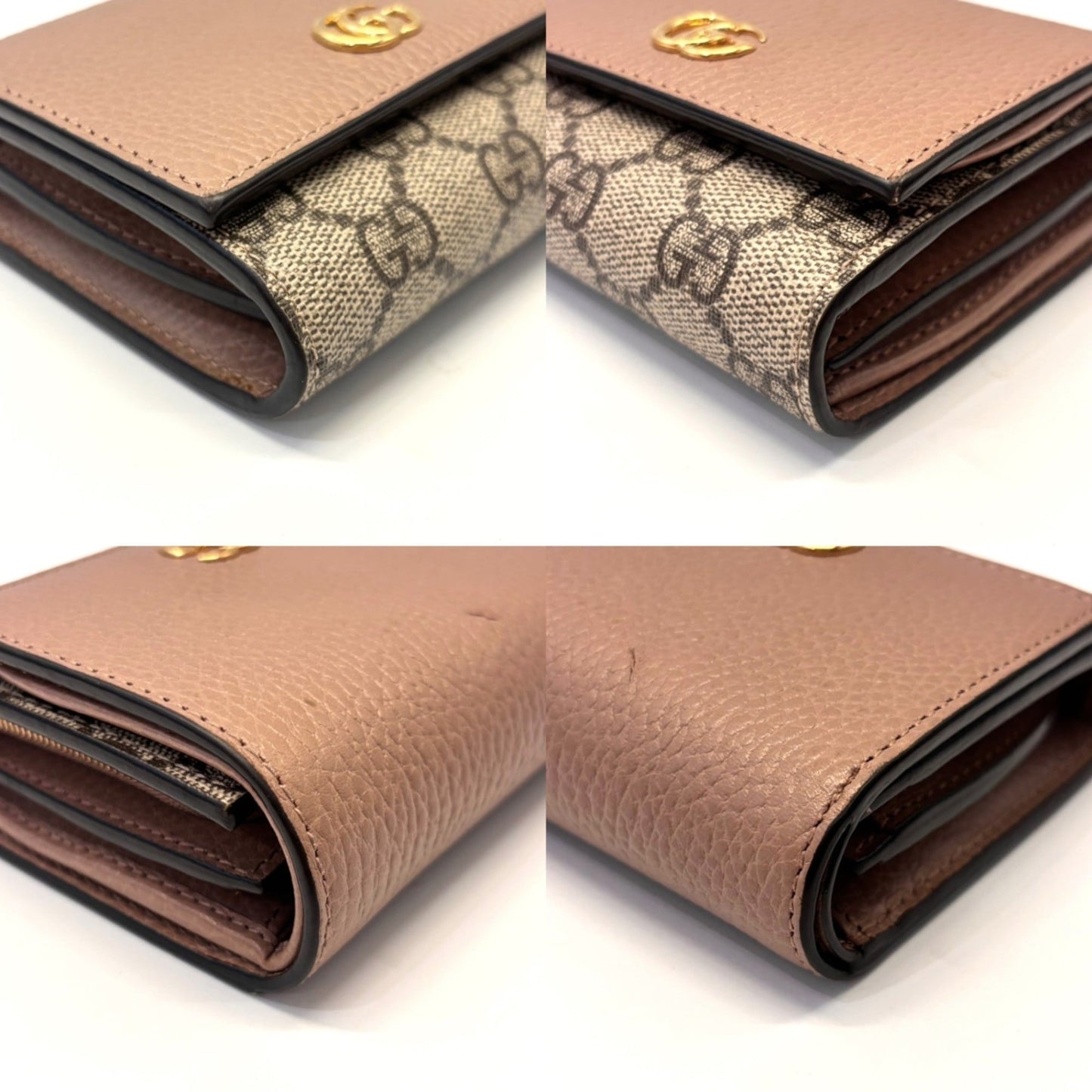 Gucci Pink Beige Gg Supreme Leather Wallet (Bi-Fold) ( )