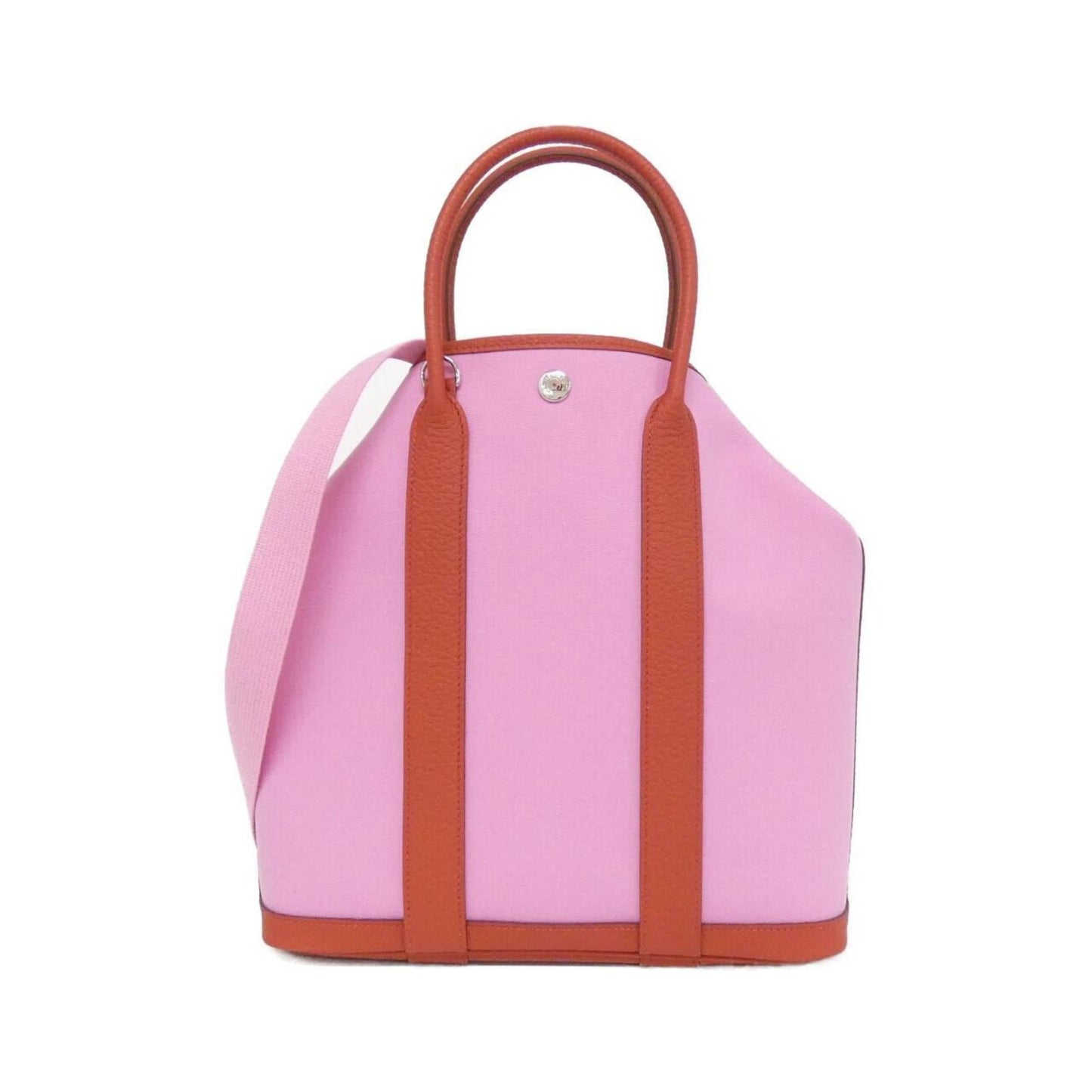 Hermes Pink Toile Officier Country Leather Handbag ( )