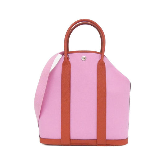Hermes Pink Toile Officier Country Leather Handbag ( )