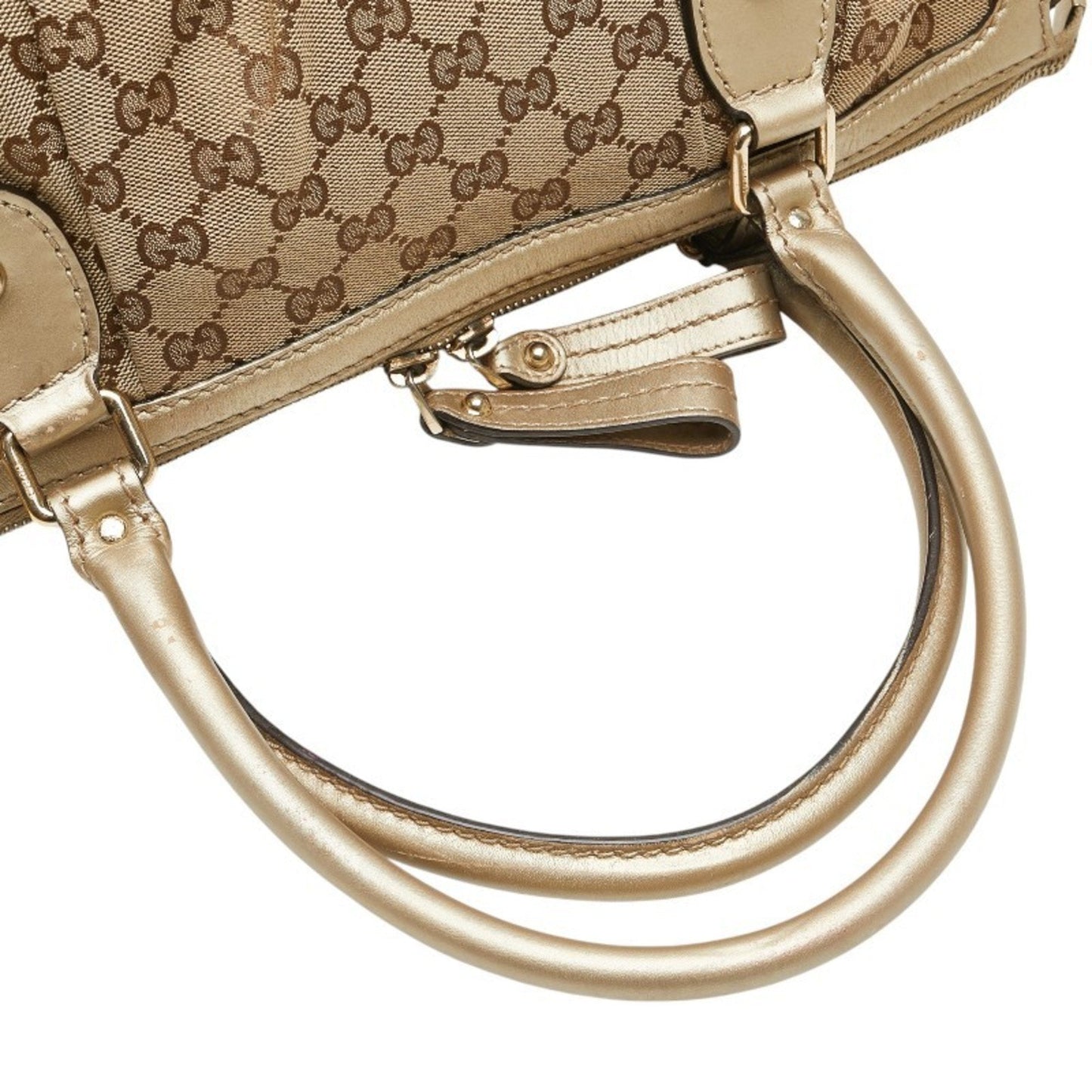 Gucci Gg Canvas Beige Champagne Gold Gg Canvas Leather Handbag Shoulder Bag ( )