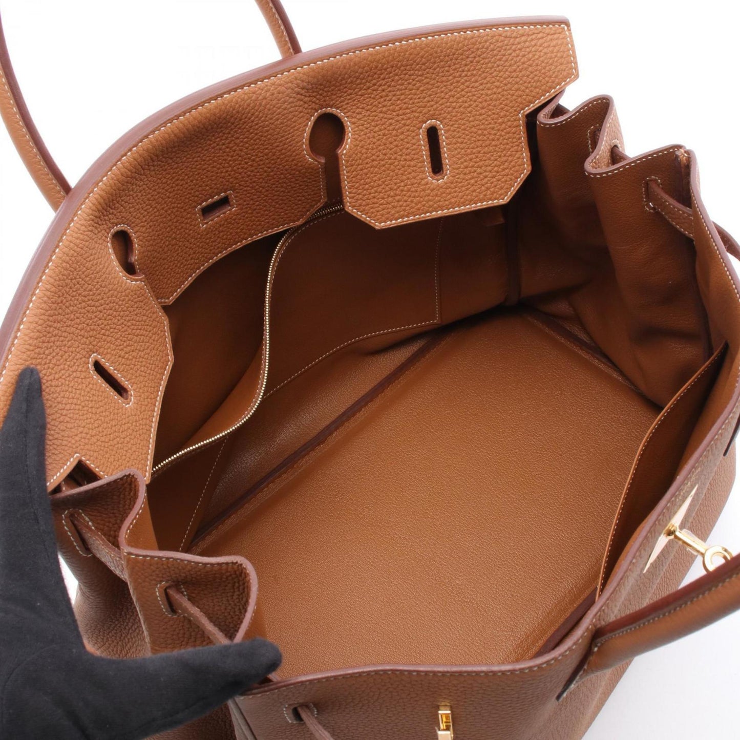 Hermes Brown Togo Leather Handbag ( )