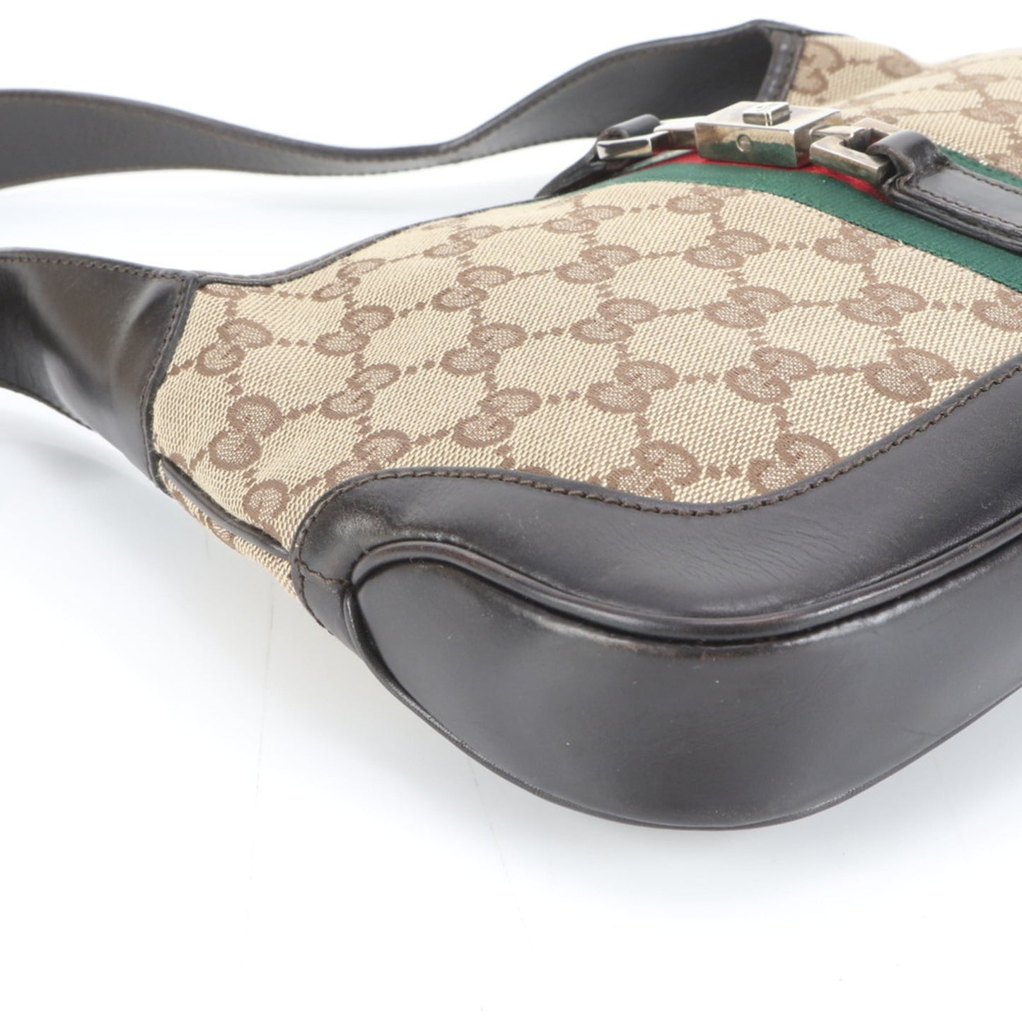Gucci Brown Leather Canvas Shoulder Bag ( )