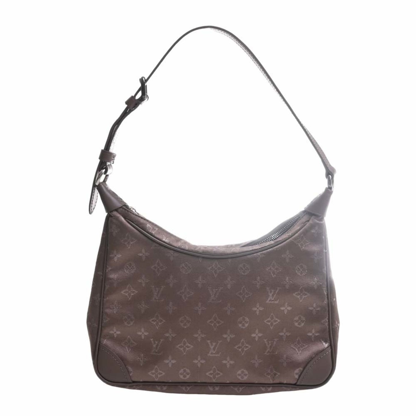 LOUIS VUITTON Monogram Satin Little Boulogne Handbag Brown Women's