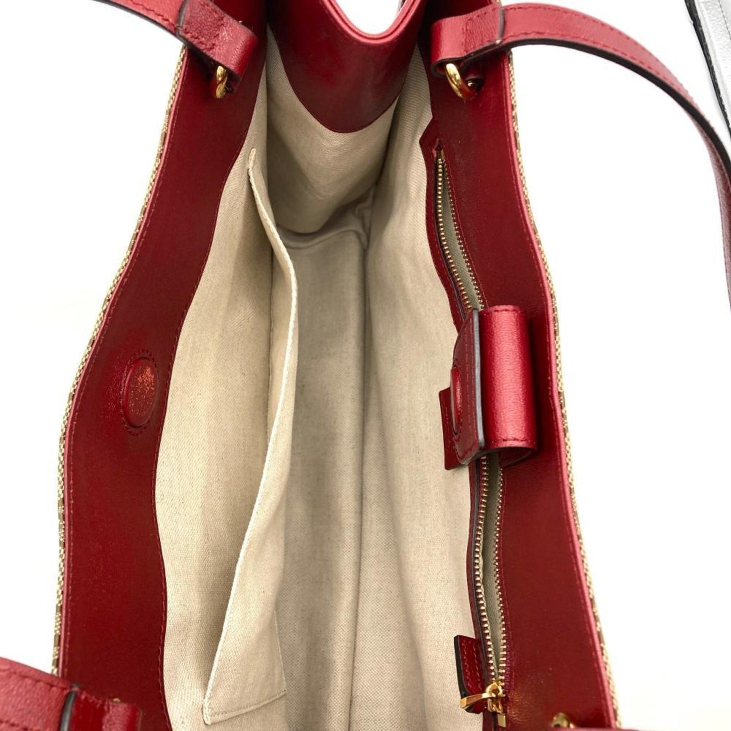 Gucci Beige Gg Canvas Leather Tote Bag ( )