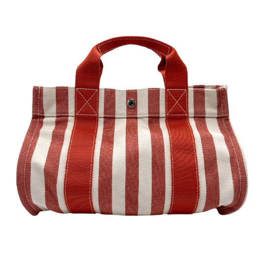 Hermes Red Color White Canvas Handbag ( )