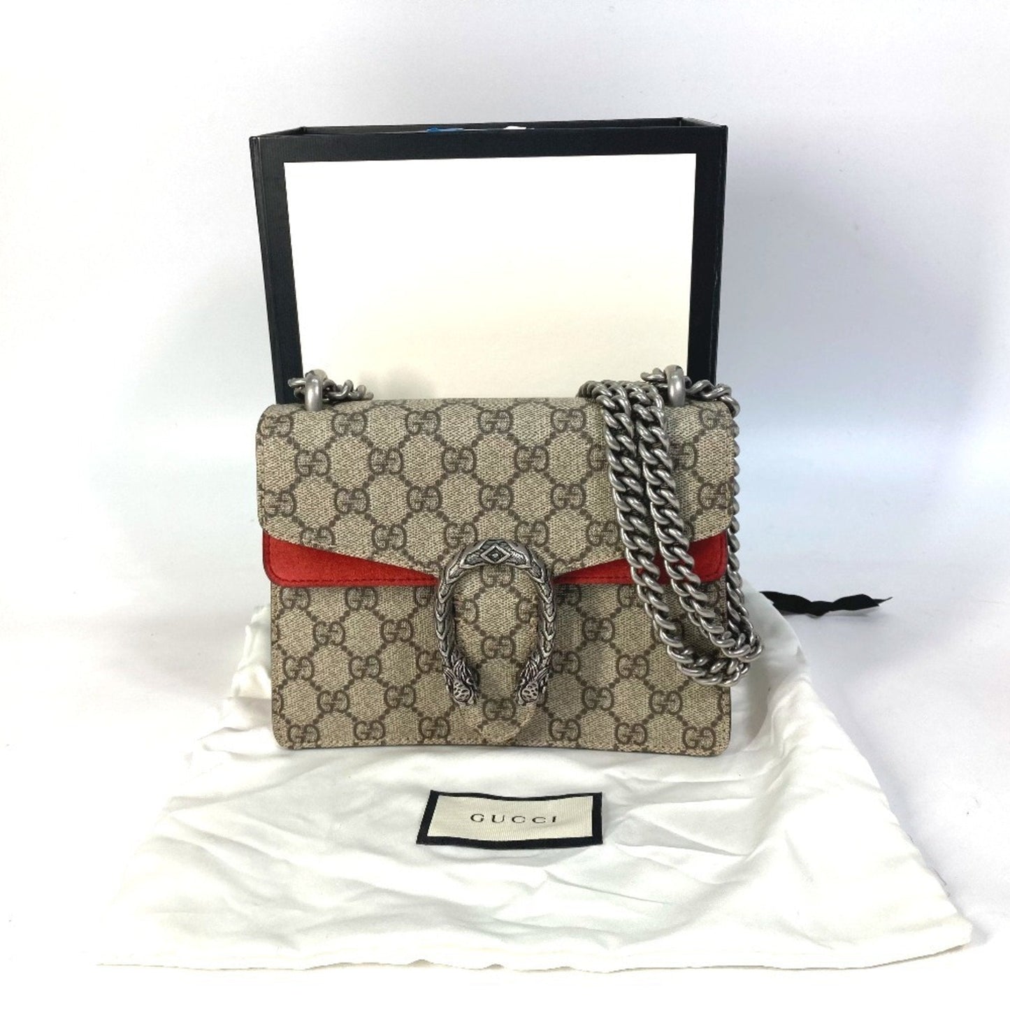 Gucci Beige Red Color Gg Supreme Shoulder Bag ( )