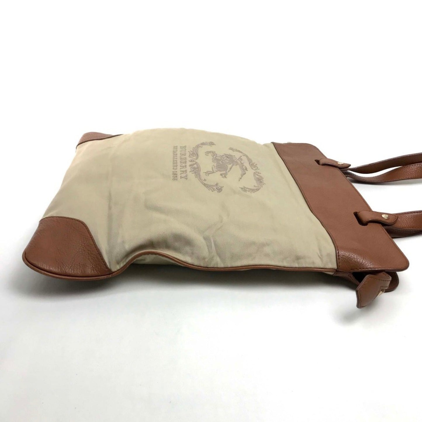 Burberry Beige Brown Canvas Leather Tote Bag ( )