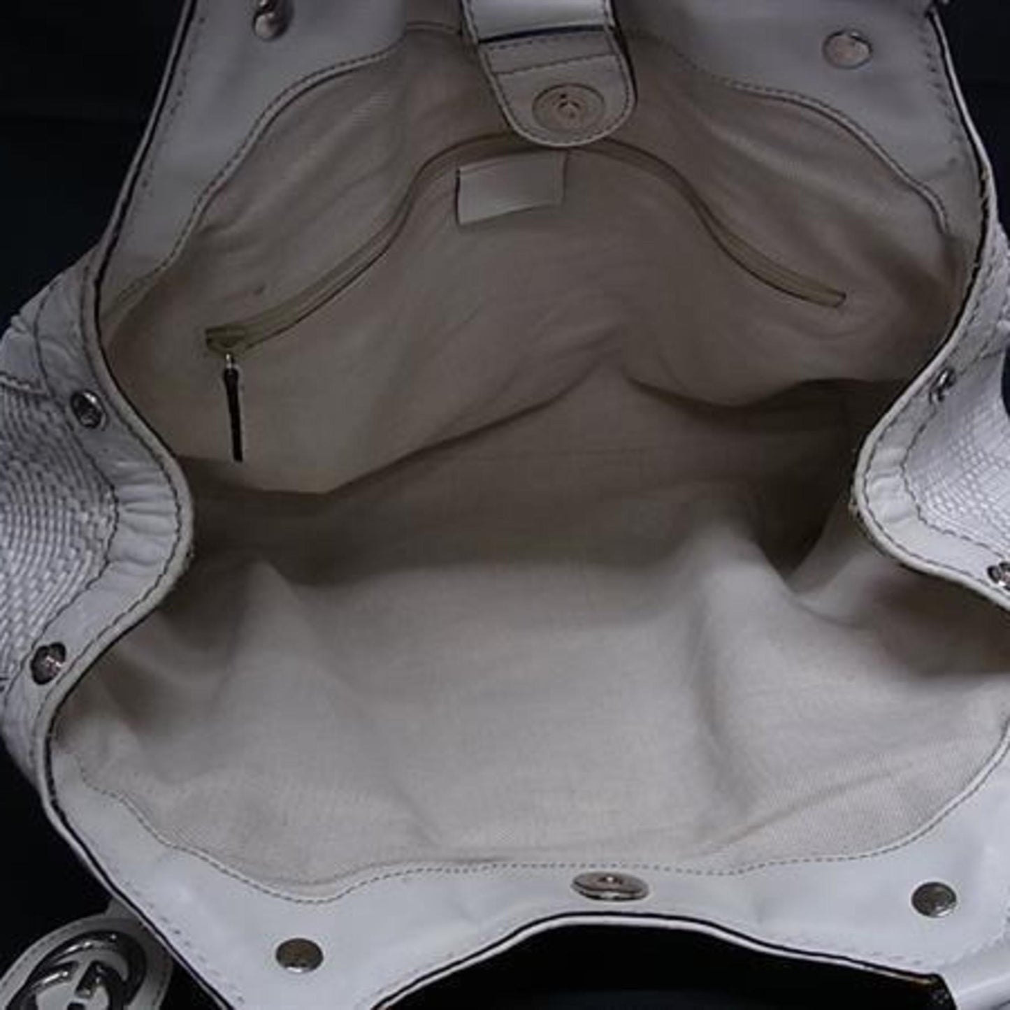 Gucci Ivory Straw Leather Handbag Shoulder Bag Tote Bag ( )