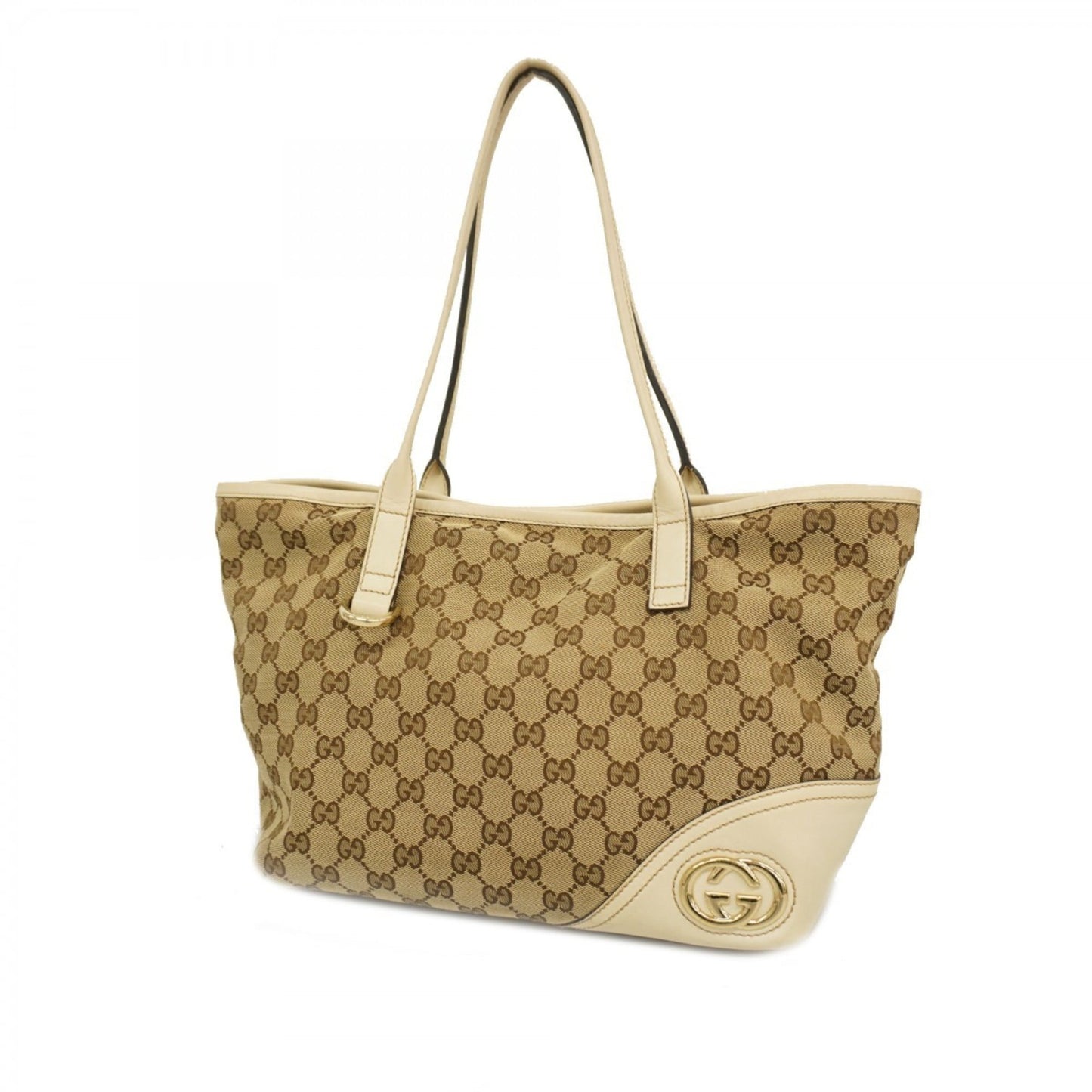 Gucci Beige Brown Canvas Tote Bag ( )