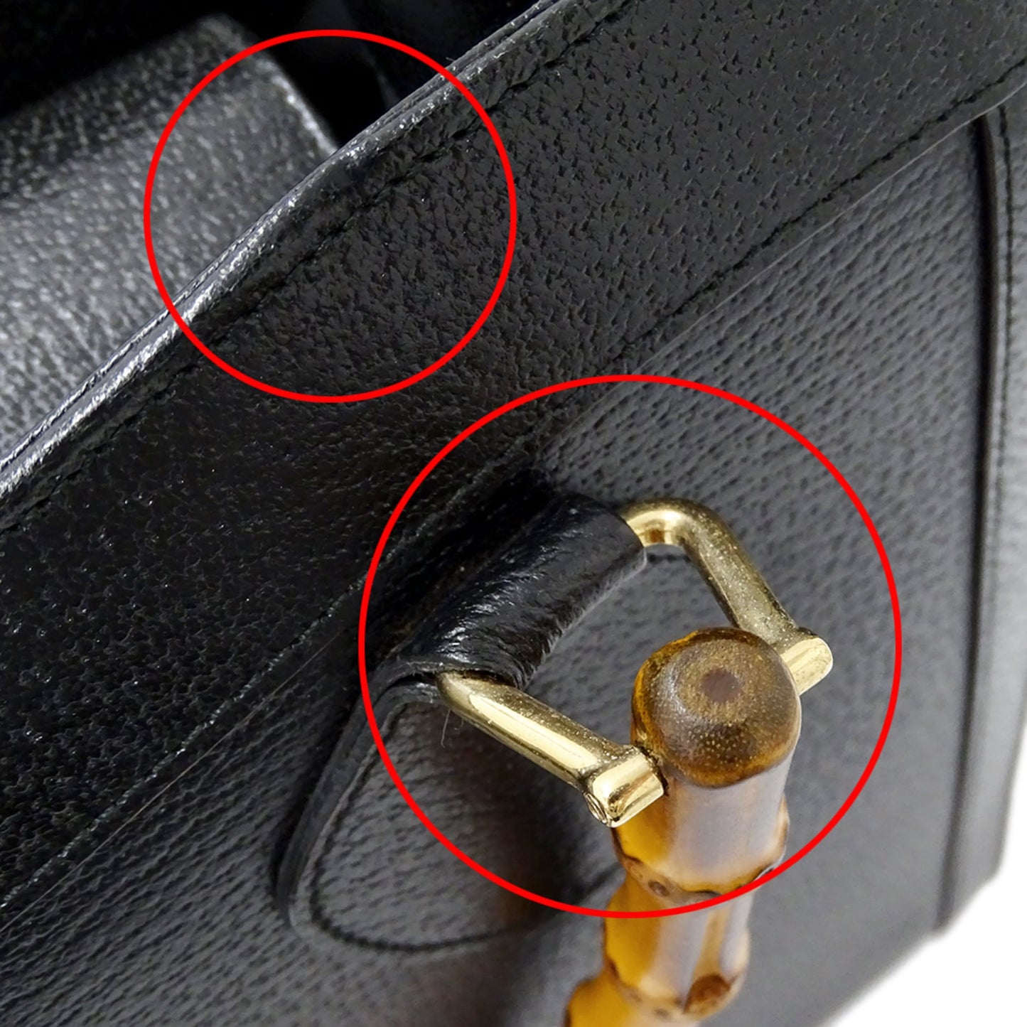 Gucci Black Leather Handbag Tote Bag ( )