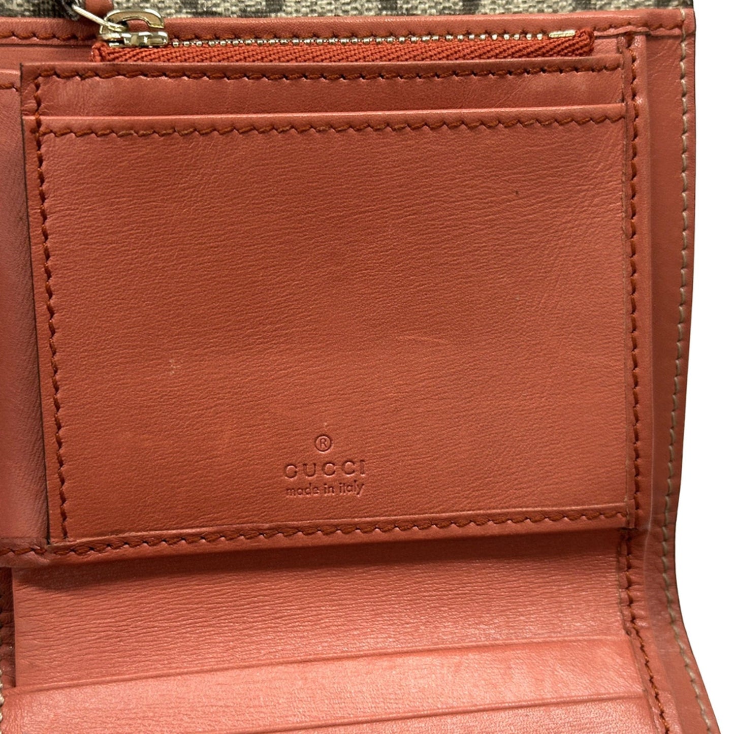 Gucci Brown Red Color Gg Supreme Wallet (Tri-Fold) ( )