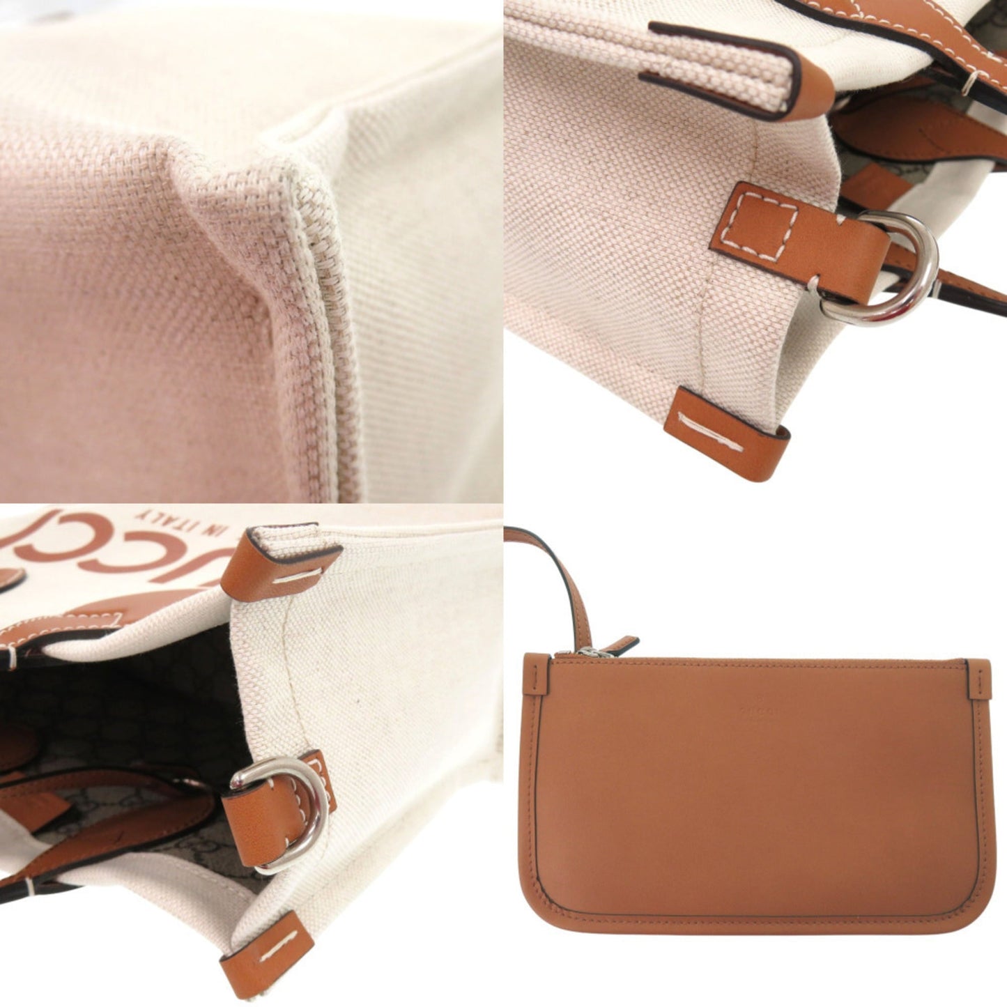 Gucci Beige Canvas Leather Handbag ( )