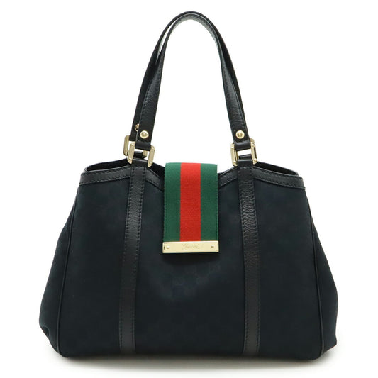 Gucci Gg Canvas Black Green Red Color Gg Canvas Leather Shoulder Bag Tote Bag ( )