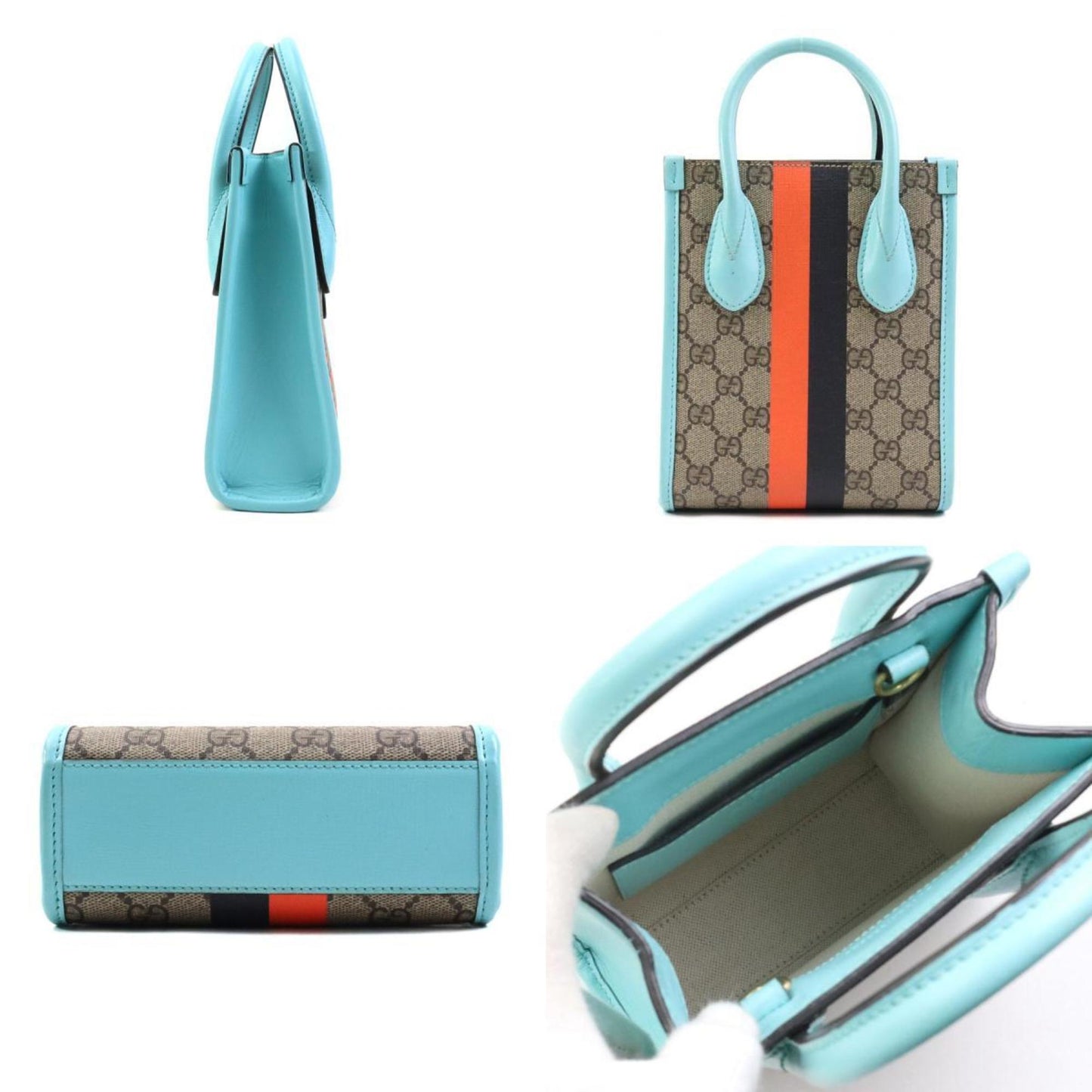 Gucci Blue Brown Gg Supreme Handbag Shoulder Bag ( )