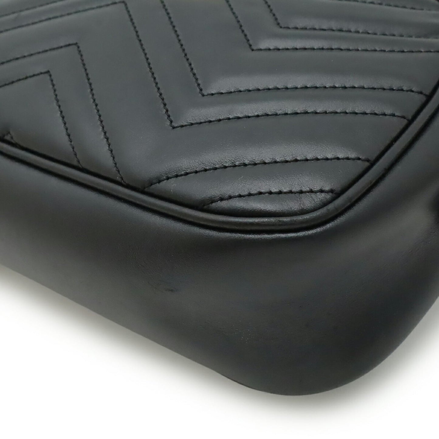 Gucci Gg Marmont Black Leather Pochette Shoulder Bag ( )