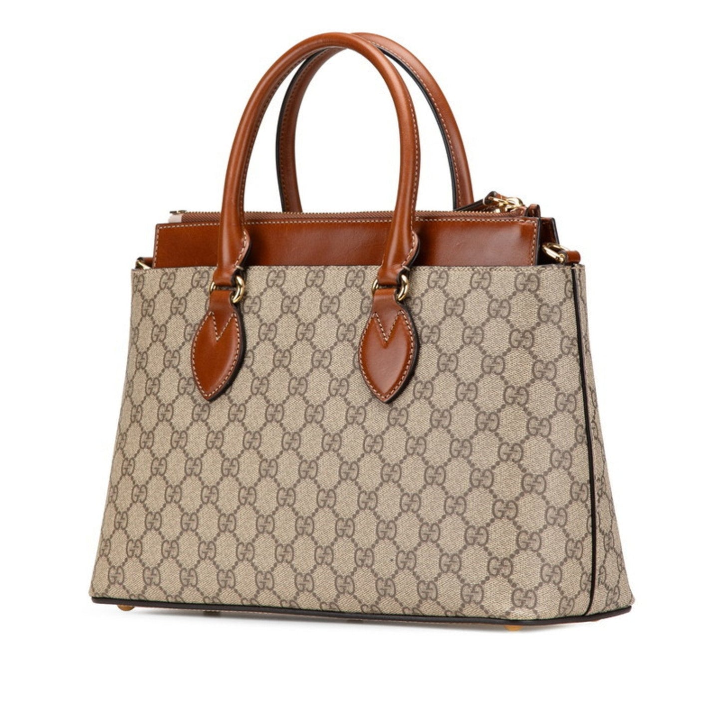 Gucci Beige Brown Pvc Leather Handbag Shoulder Bag ( )
