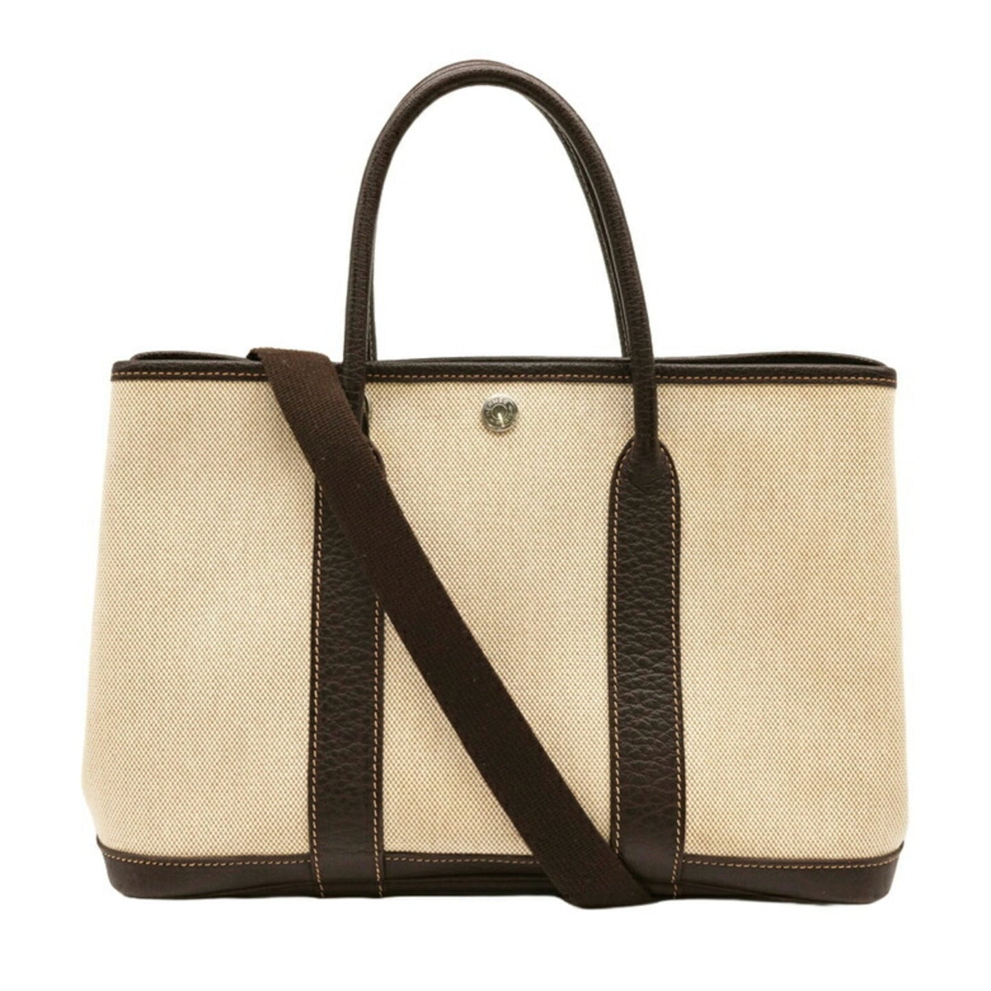Hermes Garden Beige Brown Toile H Handbag ( )
