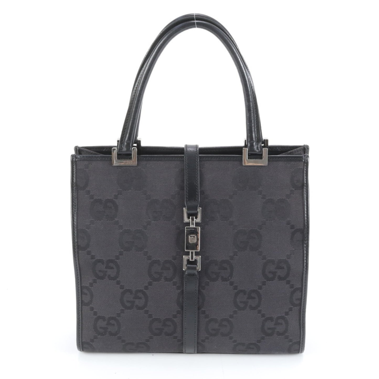 Gucci Black Leather Canvas Tote Bag ( )