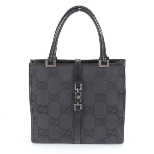 Gucci Black Leather Canvas Tote Bag ( )