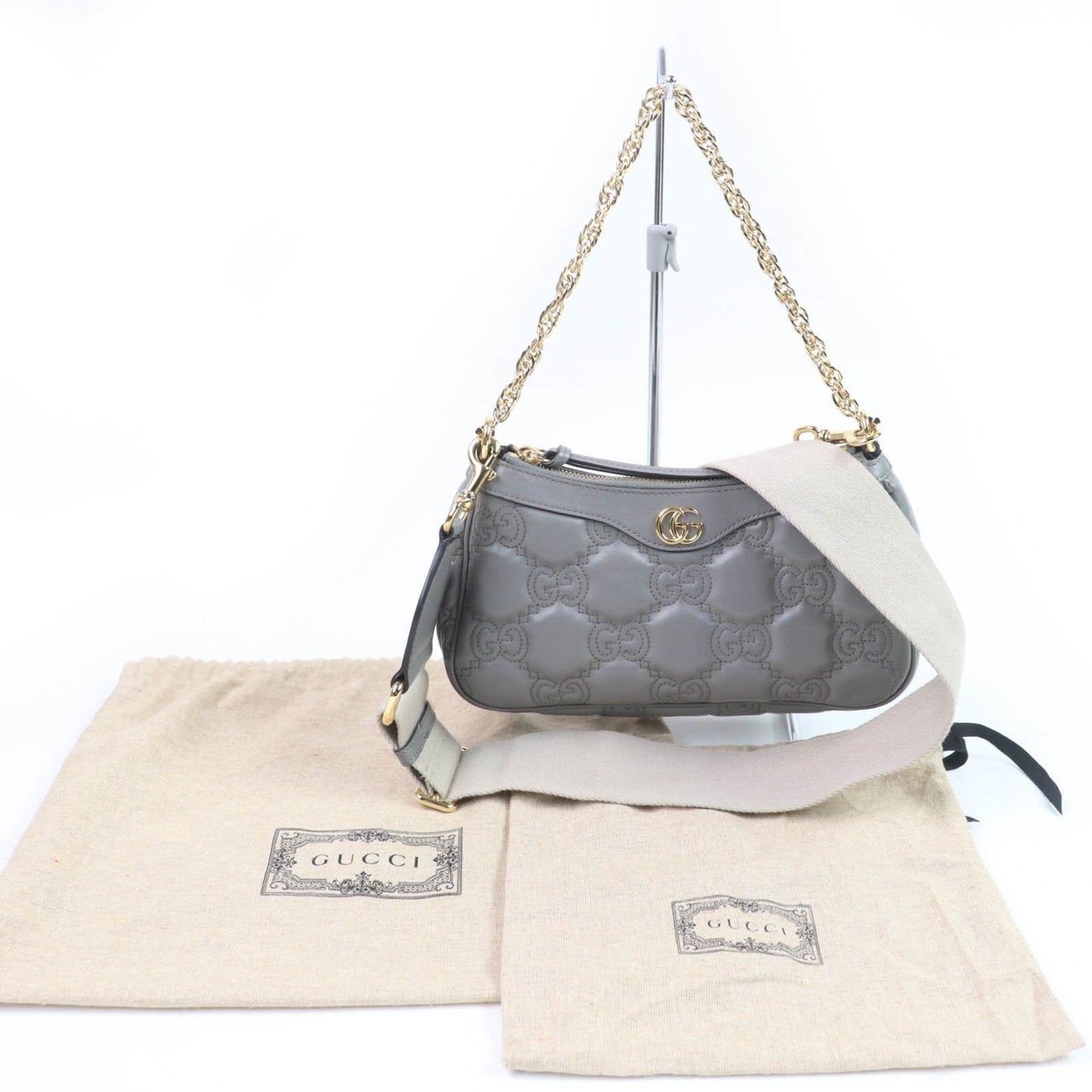 Gucci Gray Leather Handbag Shoulder Bag ( )