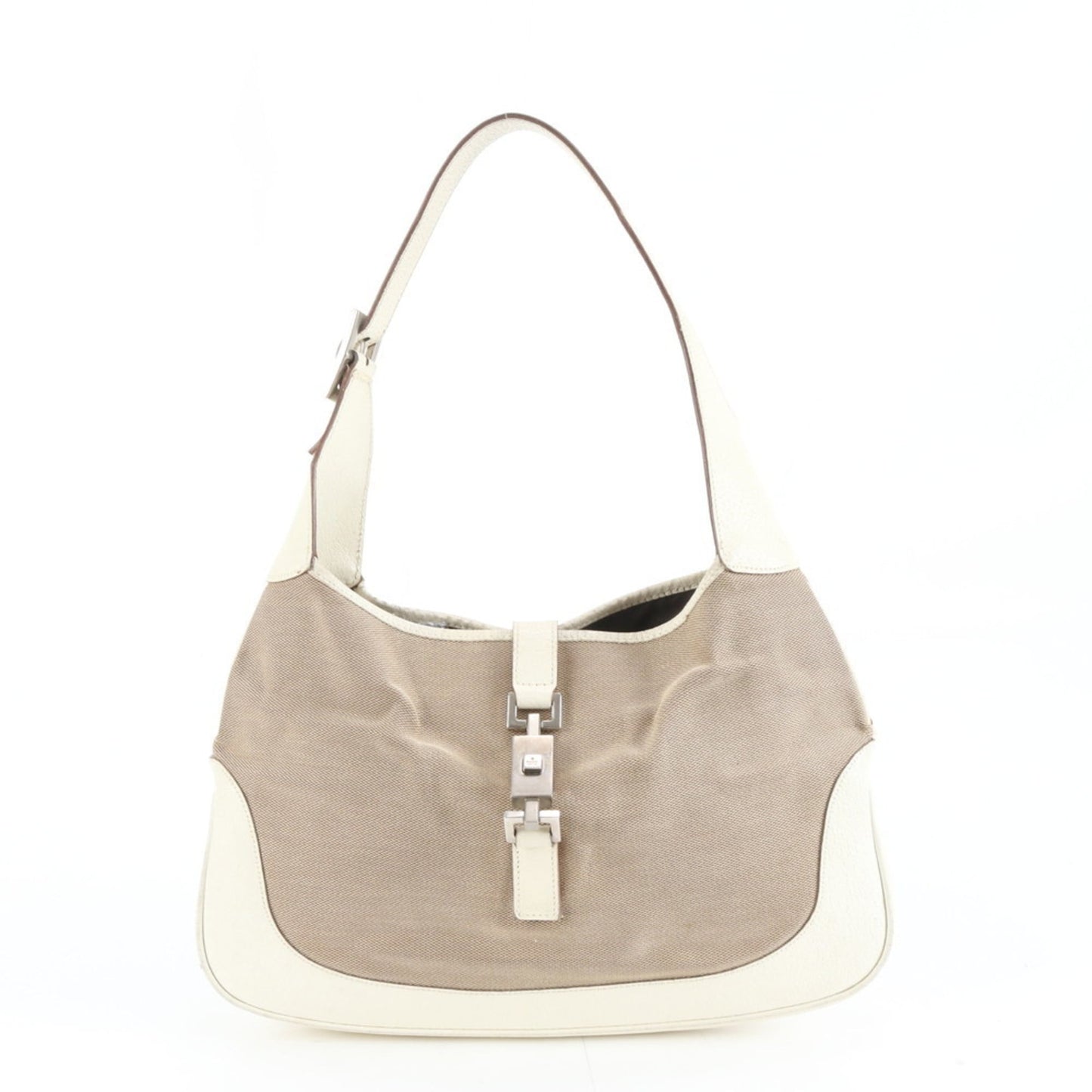 Gucci Beige Leather Canvas Shoulder Bag ( )