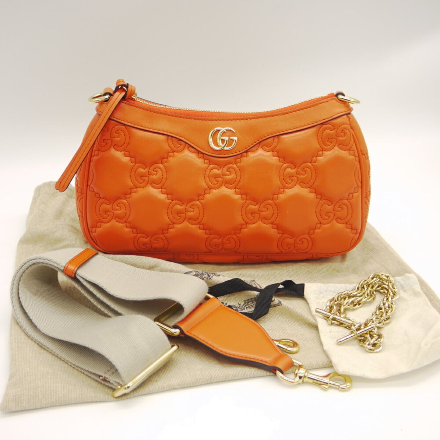 Gucci Orange Leather Handbag Shoulder Bag ( )