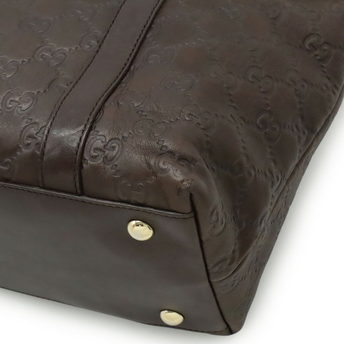 Gucci Brown Dark Brown Gg Leather Leather Shoulder Bag Tote Bag ( )