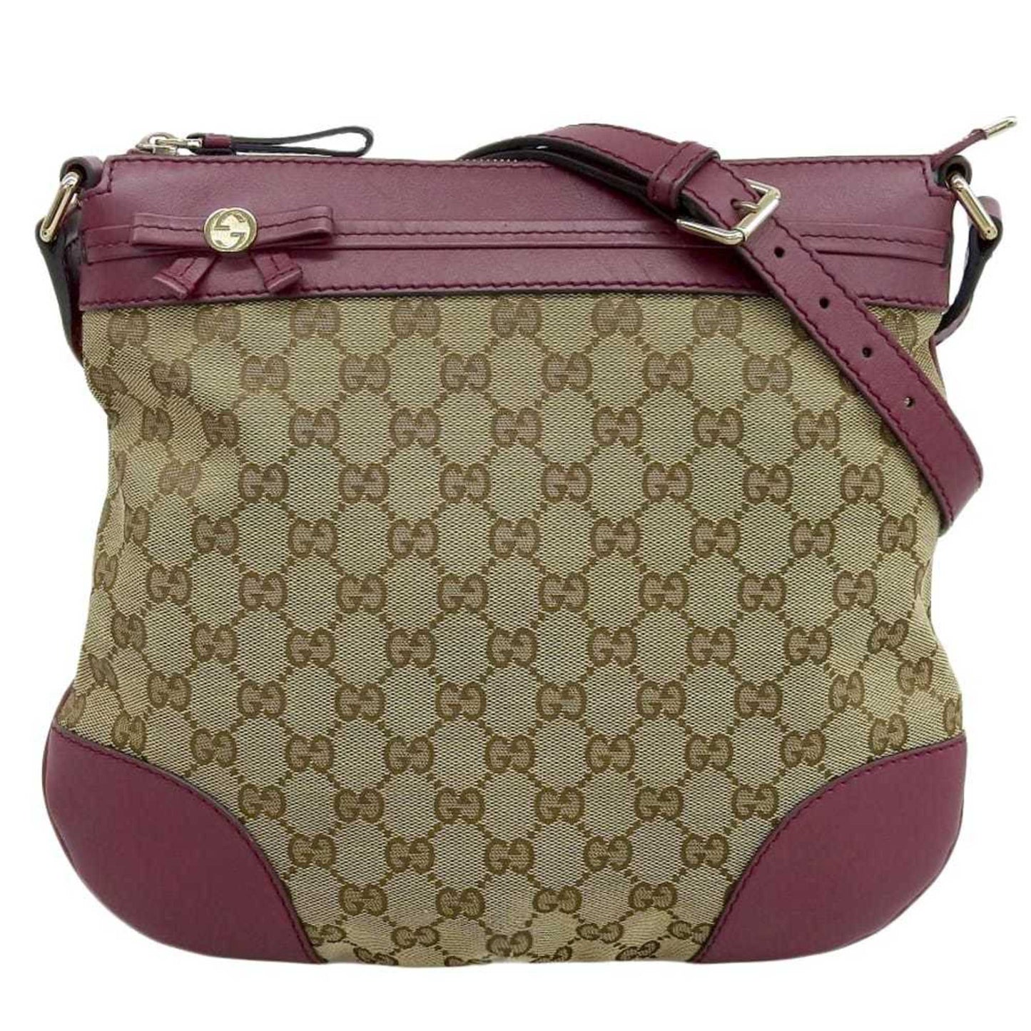 Gucci Beige Red Color Gg Canvas Leather Shoulder Bag ( )