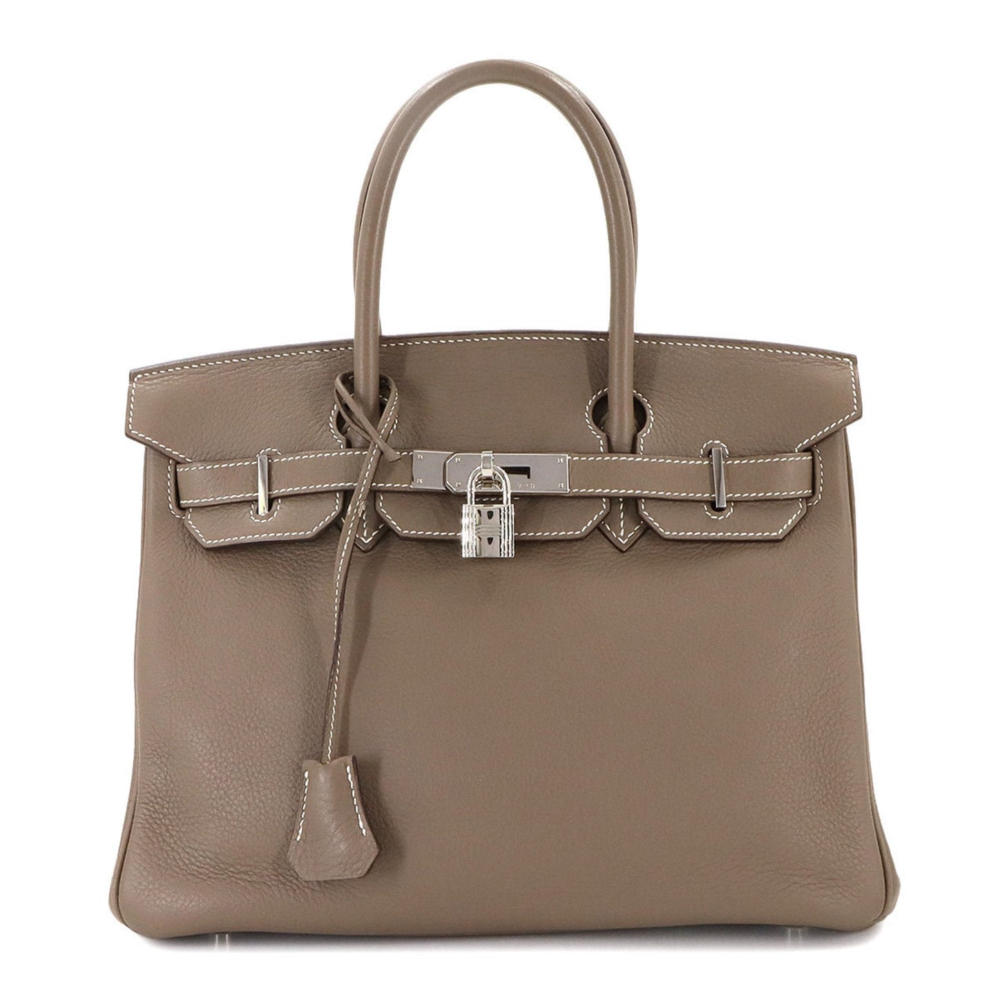 Hermes Etoupe Gray Taurillon Clemence Leather Handbag ( )