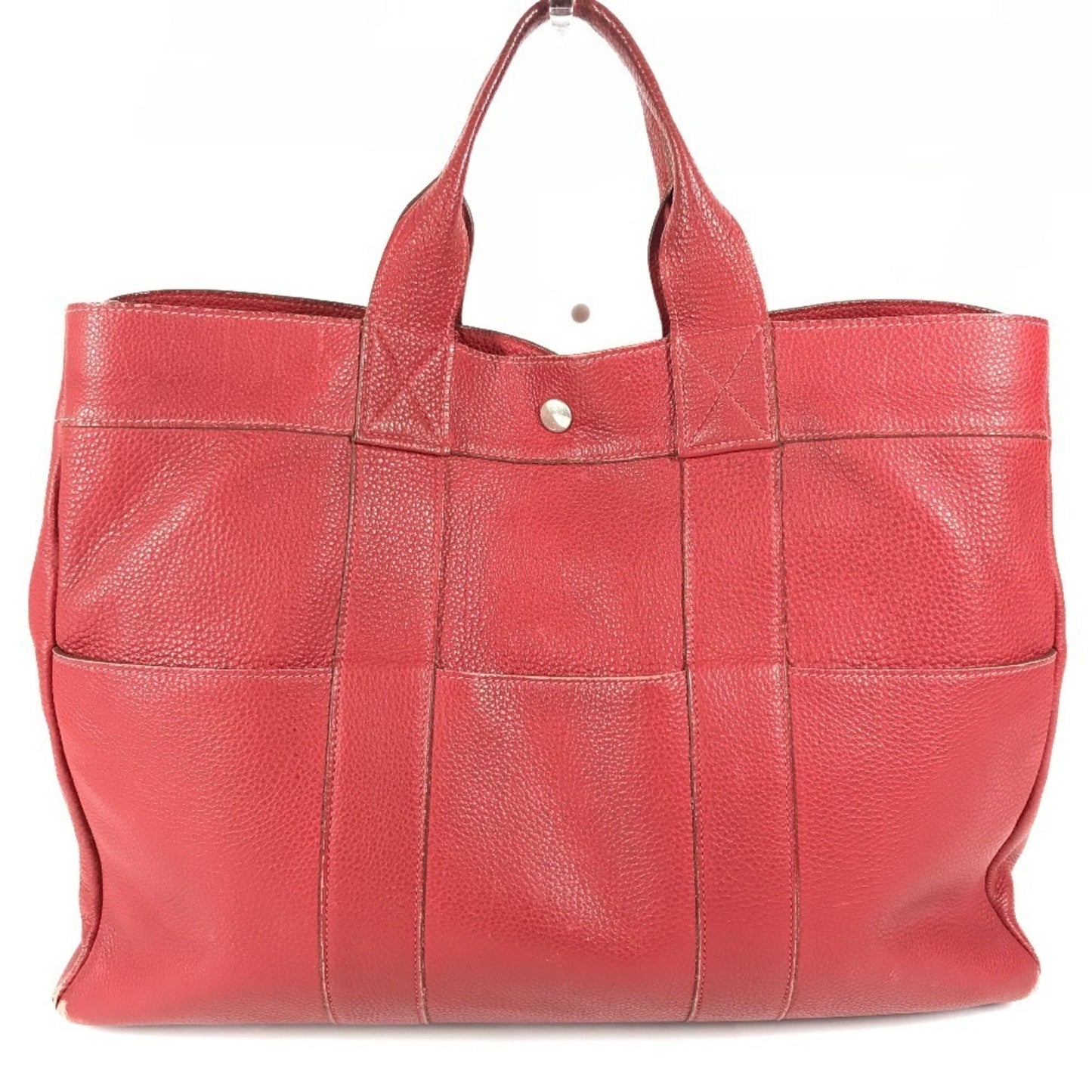 Hermes Fourre Tout Red Color Leather Handbag Tote Bag ( )