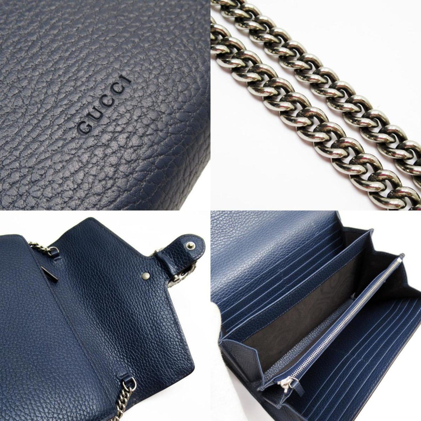 Gucci Navy Leather Coin Purse/Coin Case ( )