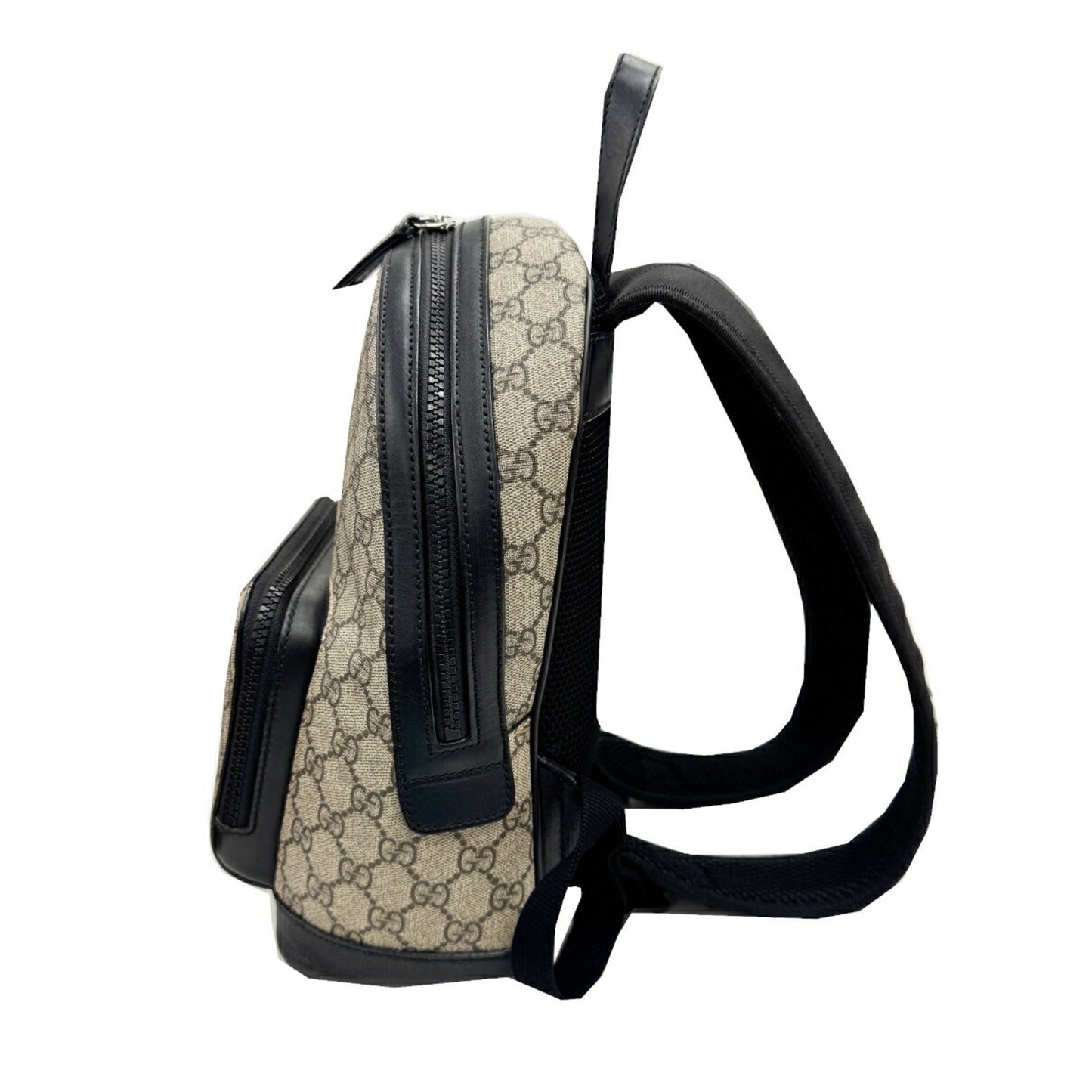 Gucci Beige Black Gg Supreme Leather Backpack ( )