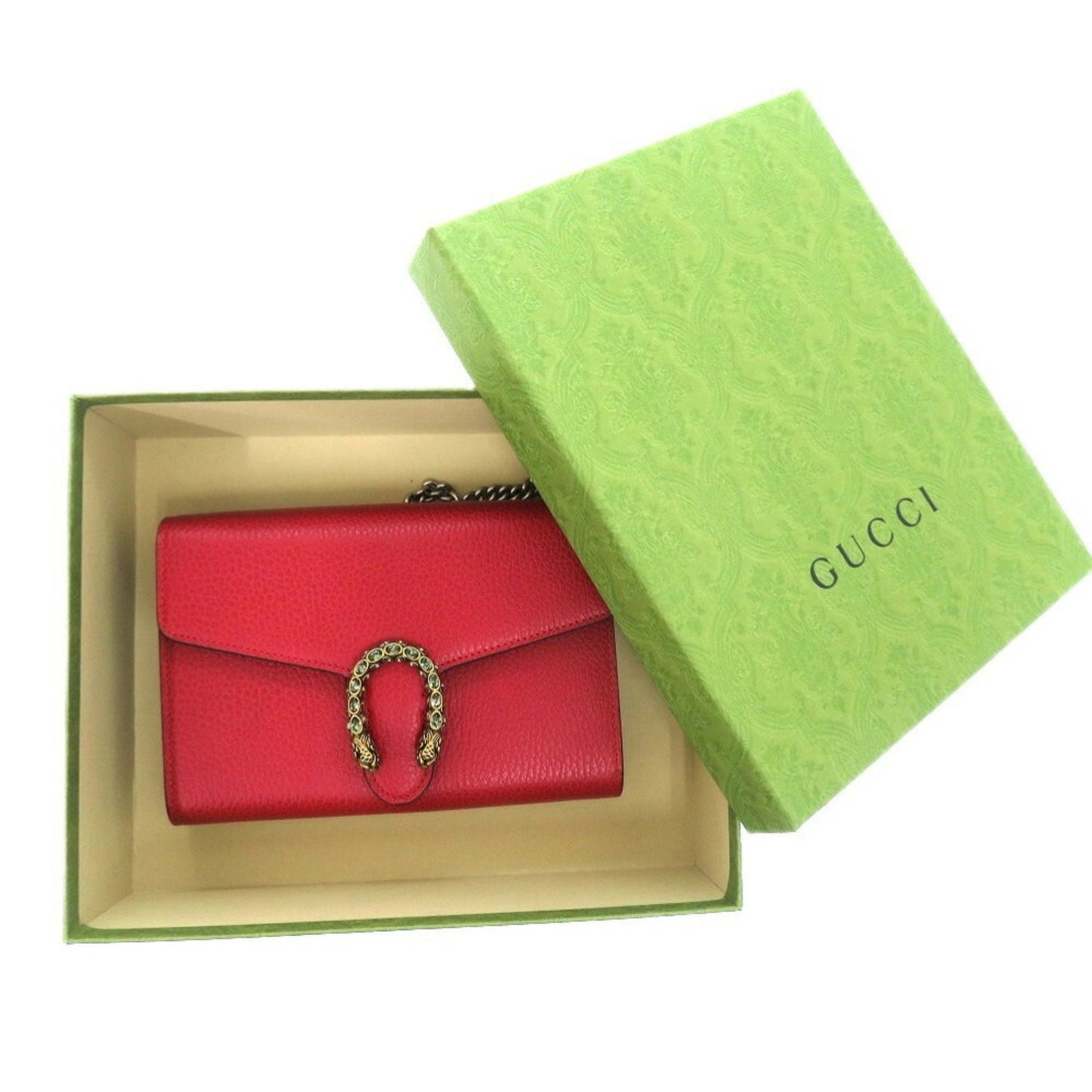 Gucci Red Color Leather Chain/Shoulder Wallet ( )
