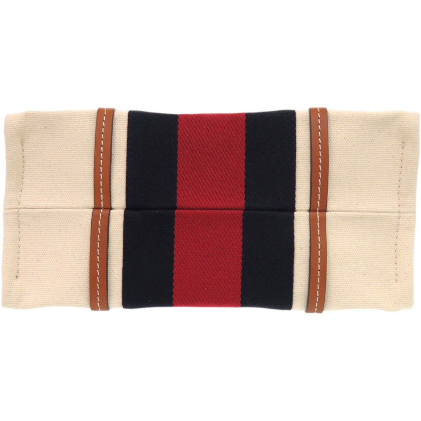 Gucci Sherry Line Navy Red Color White Canvas Tote Bag ( )