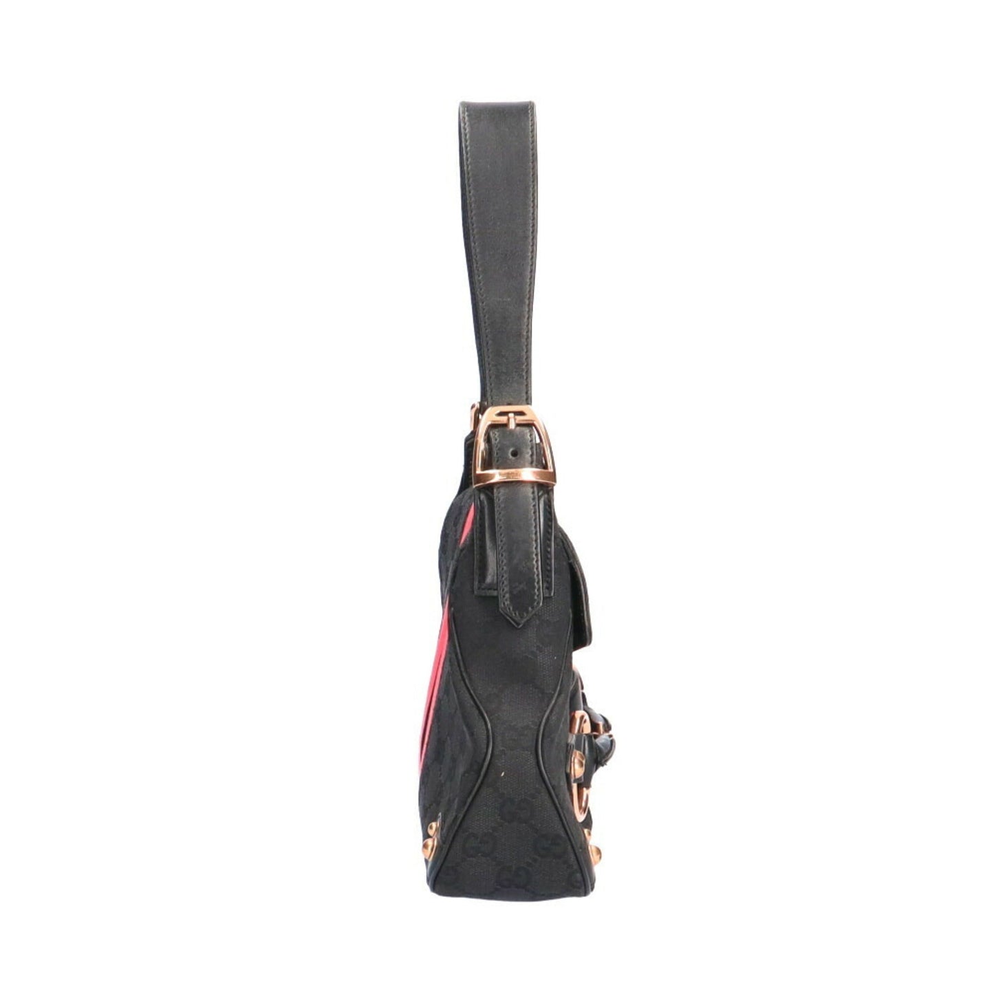 Gucci Horsebit Leather Canvas Shoulder Bag Style 5