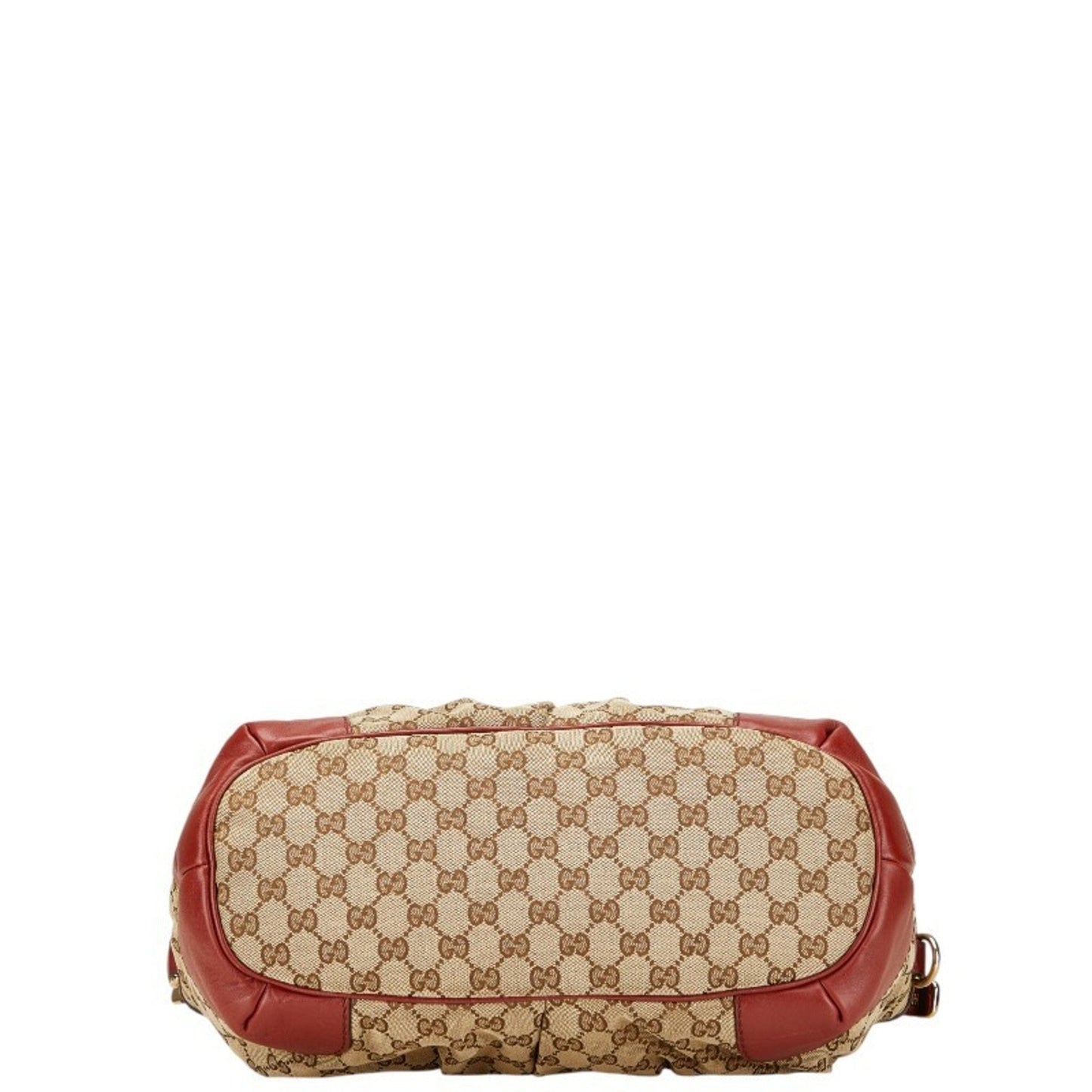 Gucci Beige Red Color Canvas Leather Shoulder Bag Tote Bag ( )