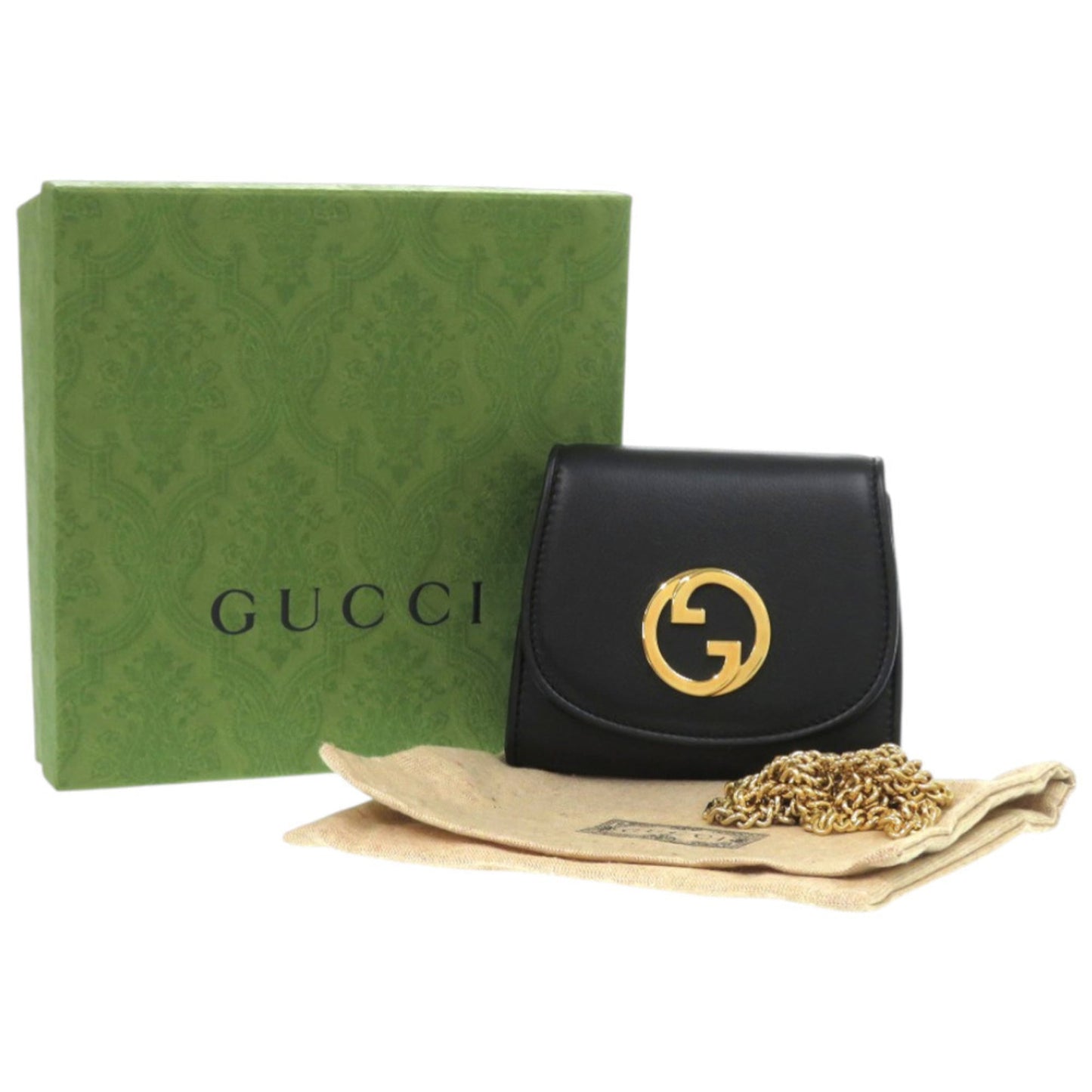 Gucci Black Leather Chain/Shoulder Wallet ( )