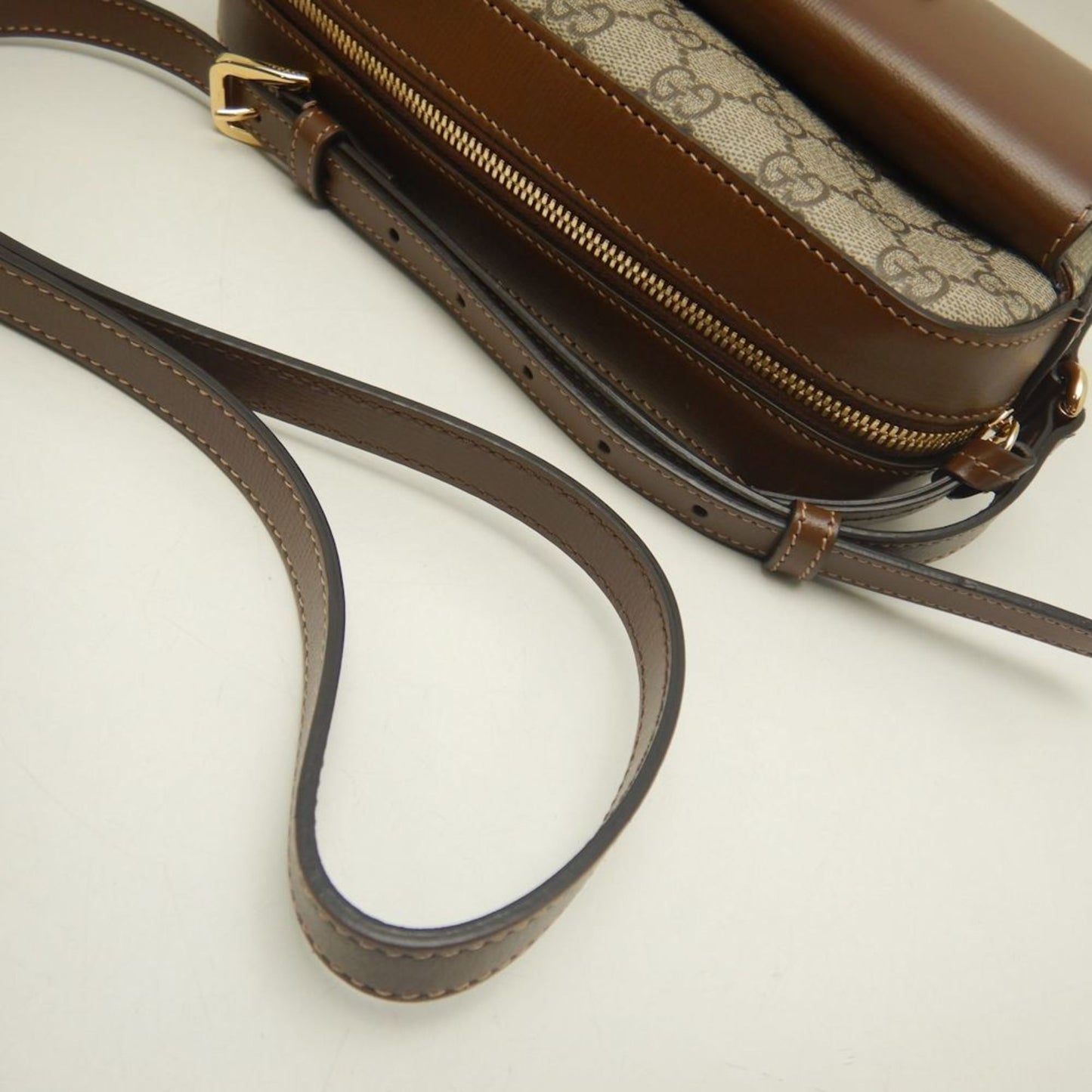 Gucci Horsebit Beige Brown Gg Supreme Leather Shoulder Bag ( )
