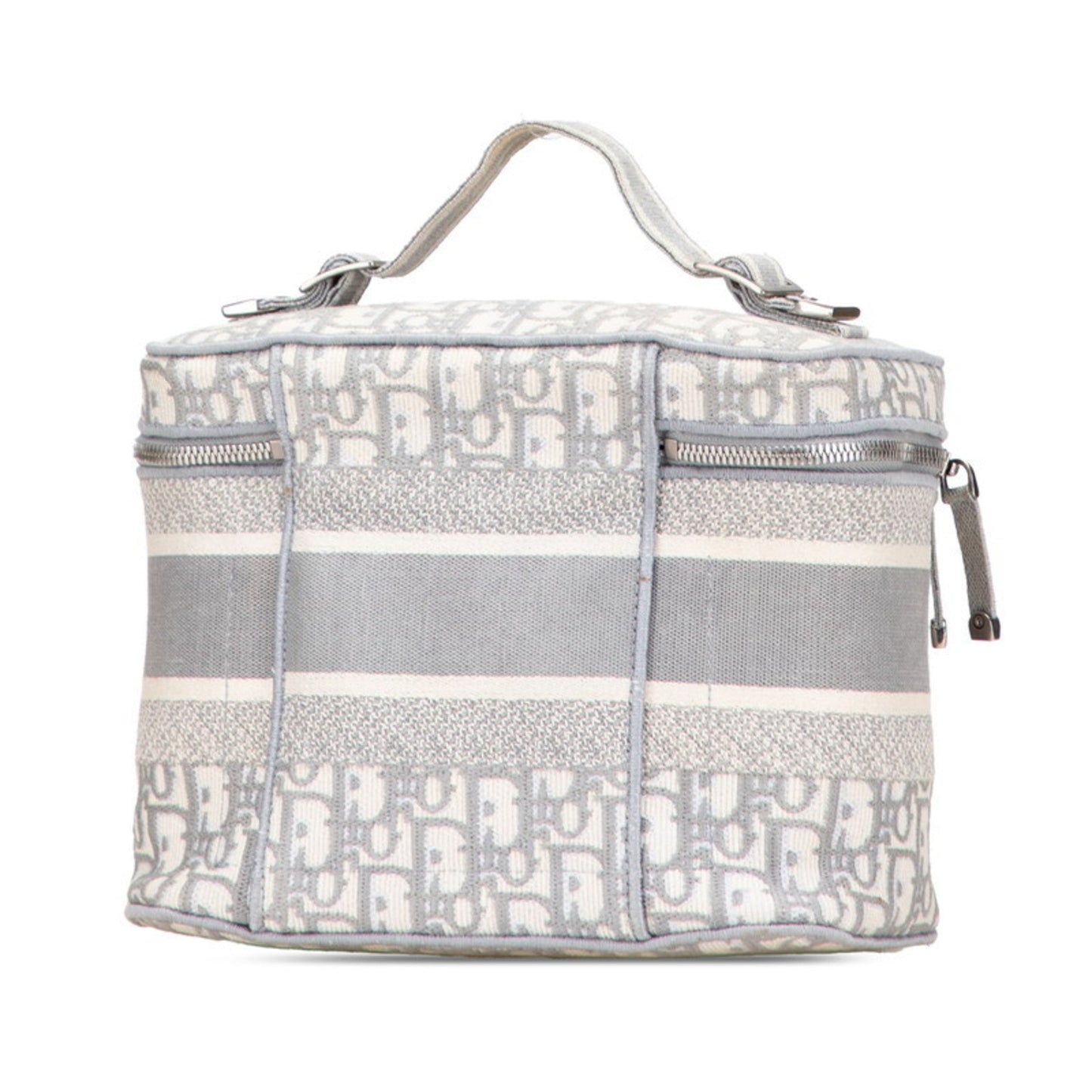 Christian Dior Gray White Canvas Handbag Vanity Bag ()