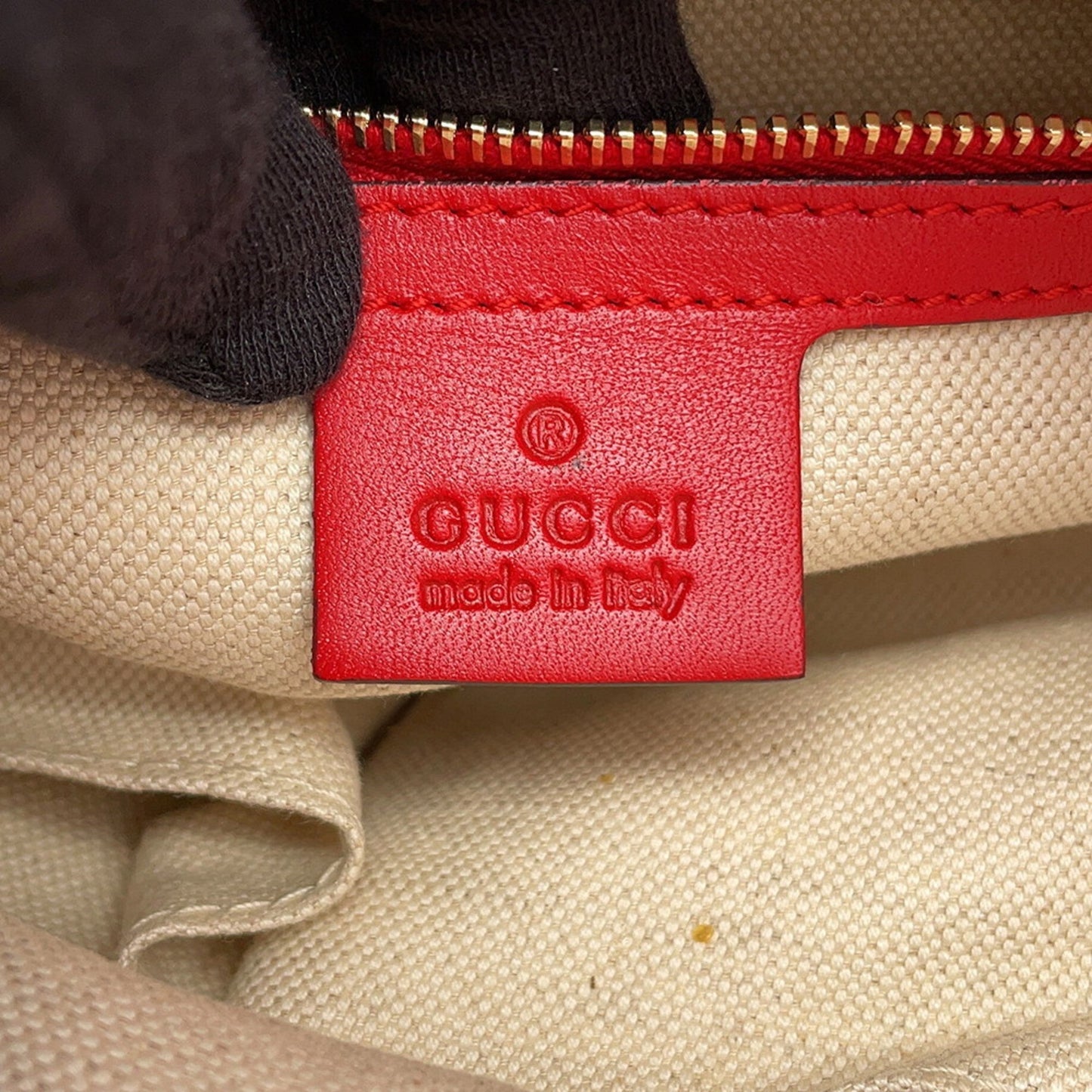Gucci Red Color Leather Pouch Tote Bag ( )