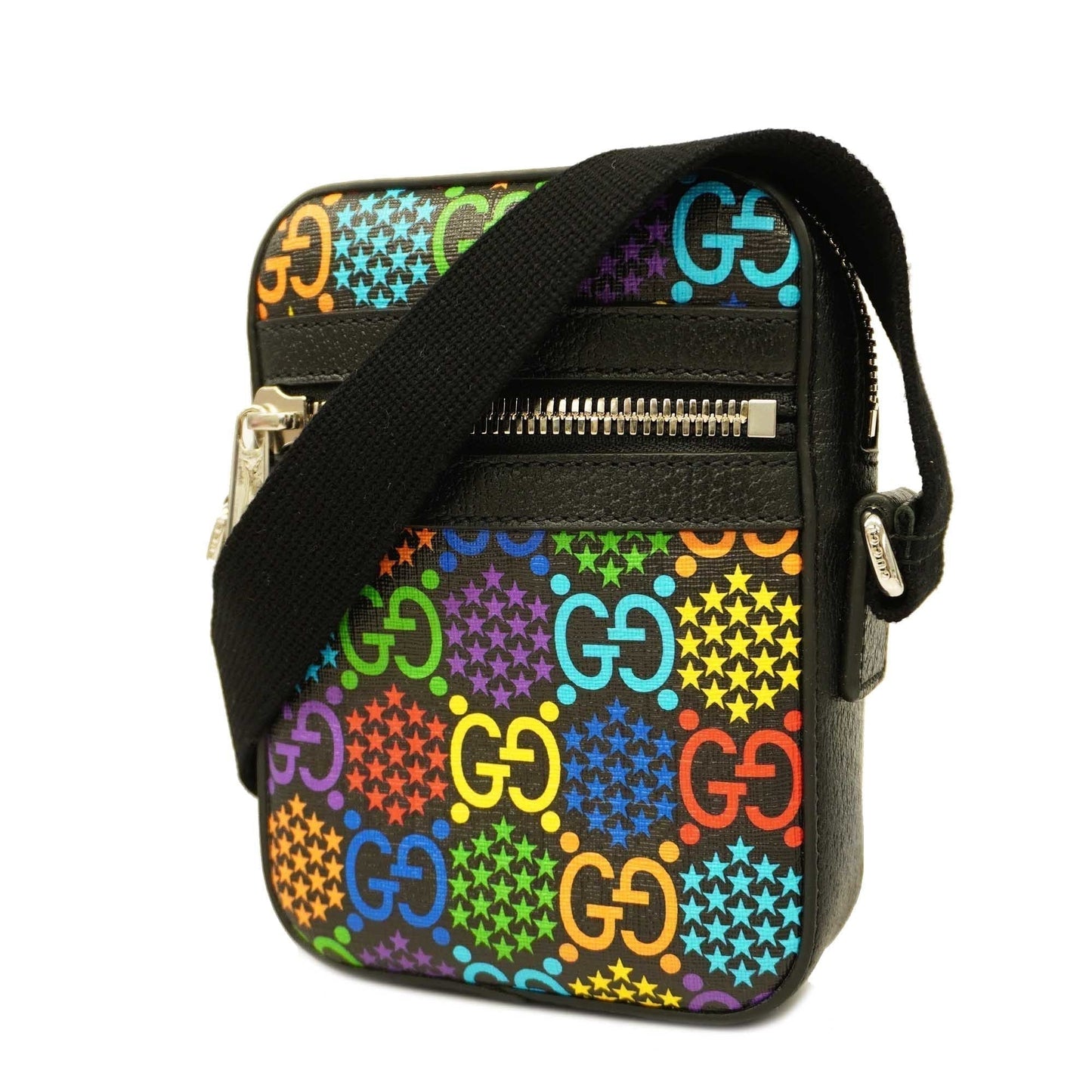 GUCCI Auth  GG Psychedelic 598103 PVC Shoulder Bag Black