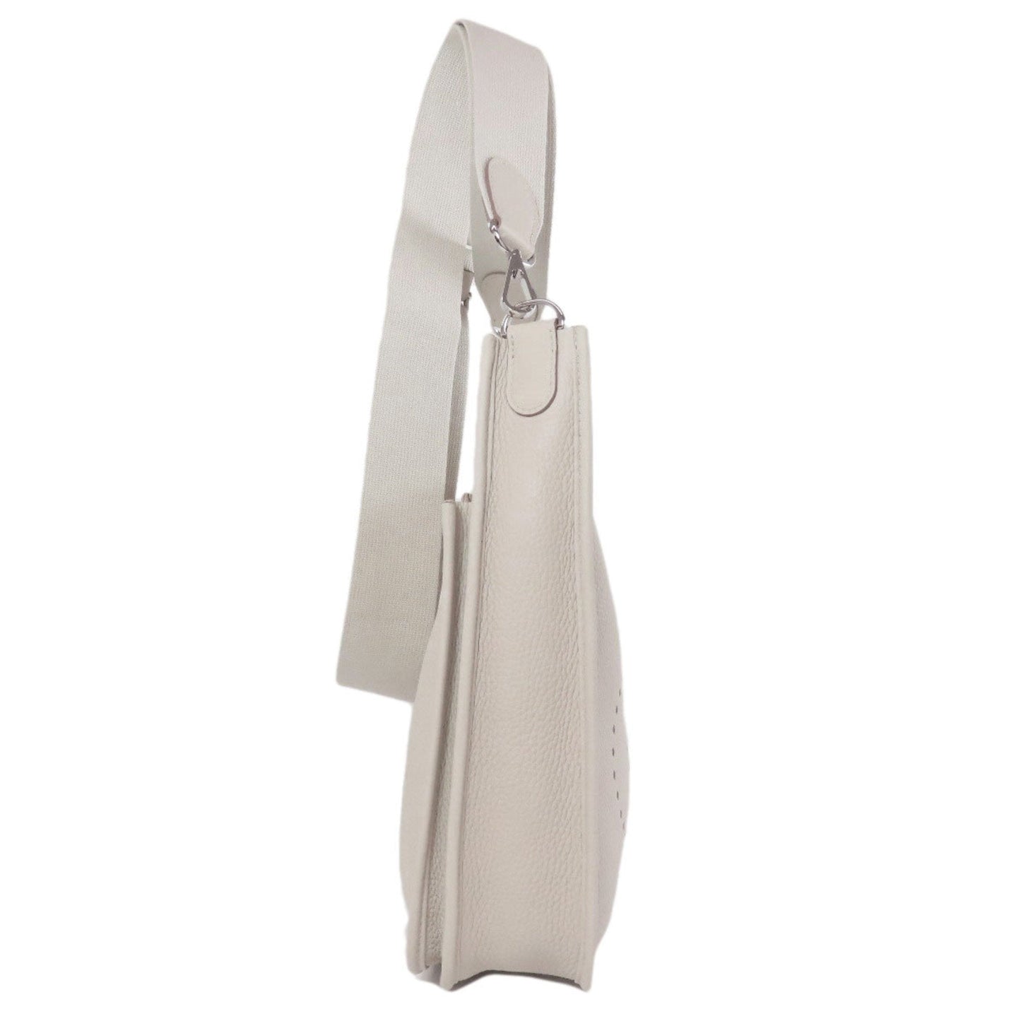 Hermes White Taurillon Clemence Leather Shoulder Bag ( )