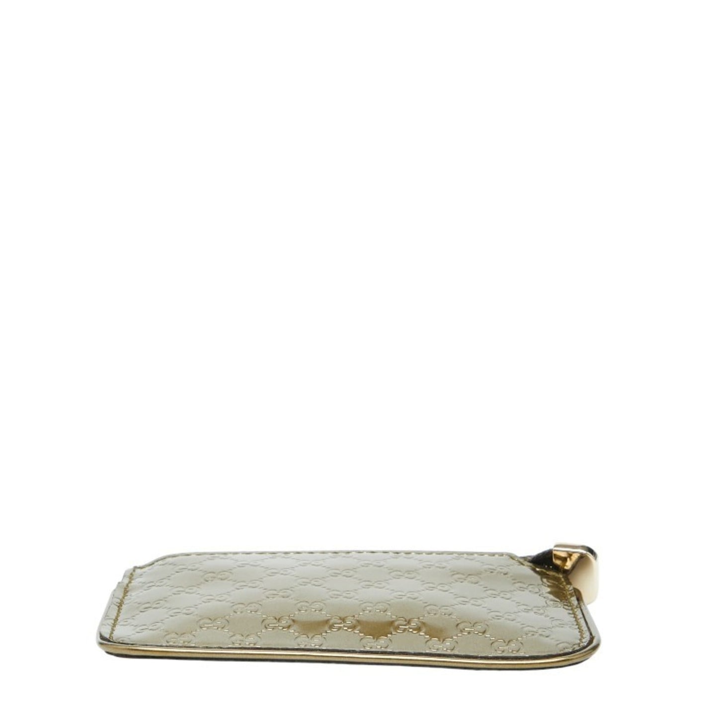 Gucci Gold Patent Leather Micro Gg Leather Coin Purse/Coin Case ( )
