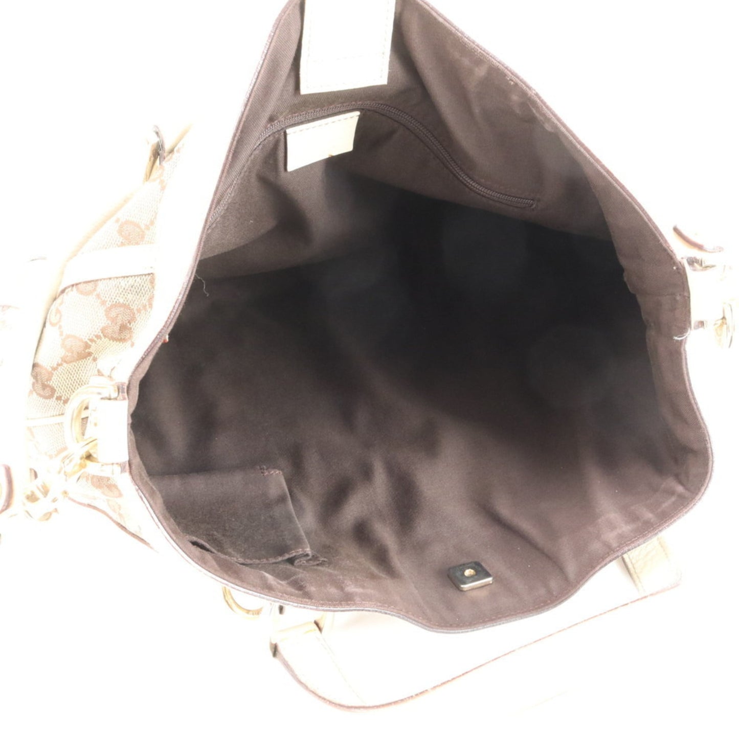 Gucci Brown White Leather Canvas Shoulder Bag ( )