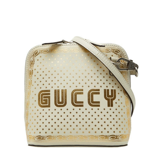 Gucci Gold White Leather Shoulder Bag ( )