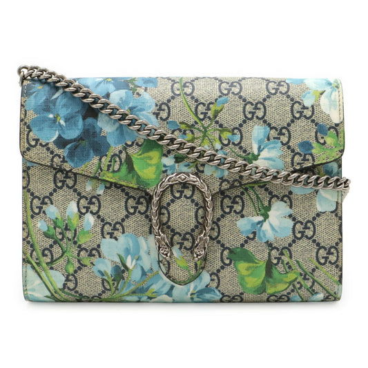 Gucci Beige Blue Coated Canvas Clutch Bag Pochette Shoulder Bag ( )