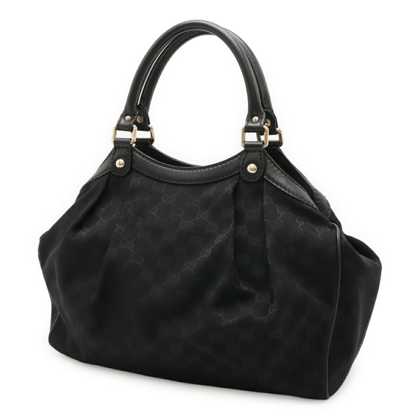 Gucci Sukey Black Gg Canvas Leather Handbag Tote Bag ( )