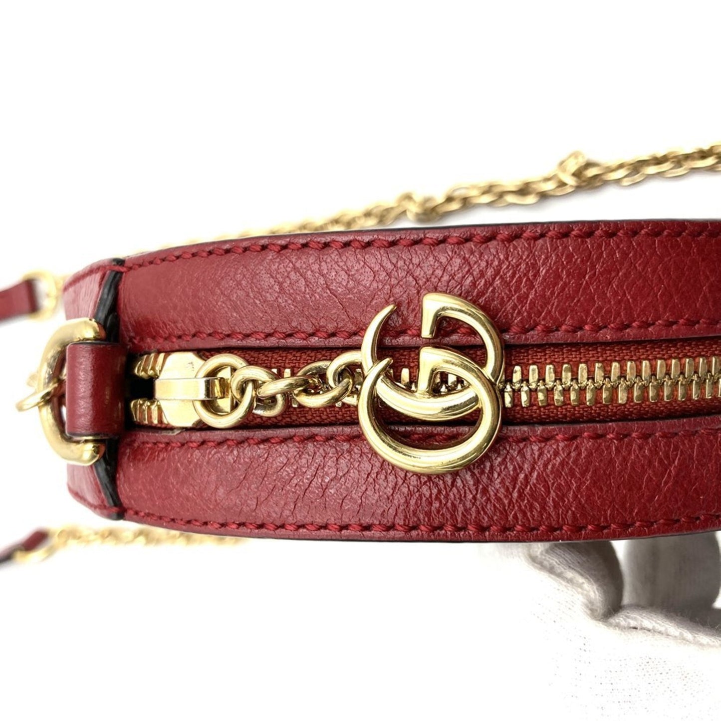 Gucci Gg Marmont Navy Red Color Suede Leather Shoulder Bag ( )