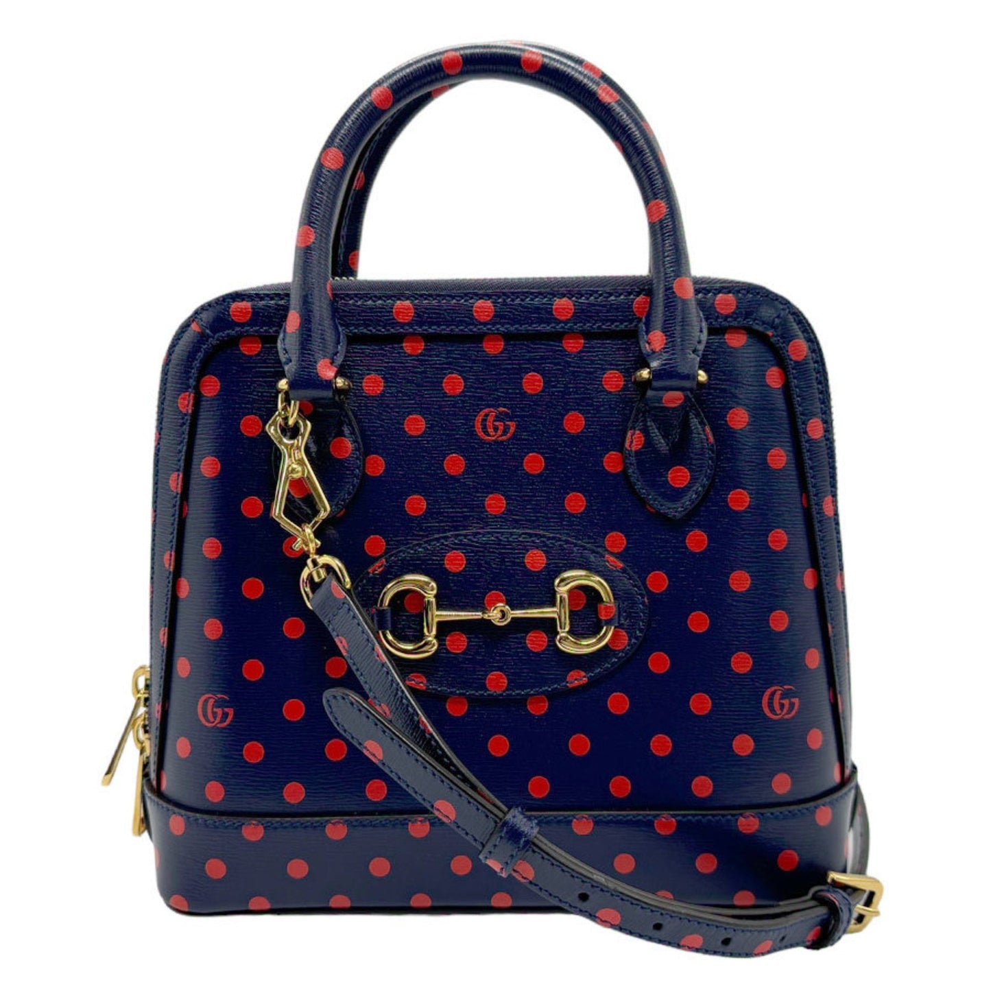Gucci Navy Red Color Leather Handbag Shoulder Bag ( )